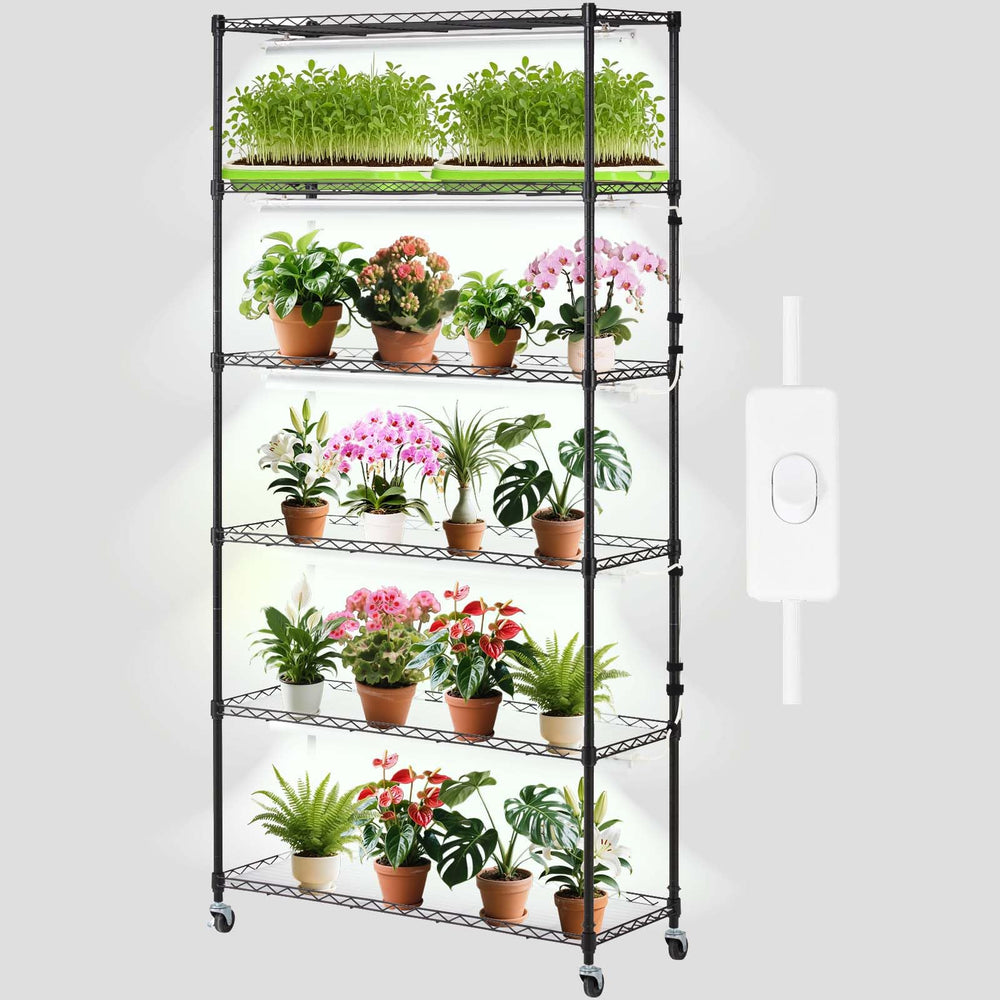 VEVOR front view of 6-tier plant stand showing compact vertical growth