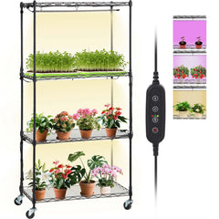 VEVOR front view of 4-tier plant stand showing compact footprint and sturdy frame