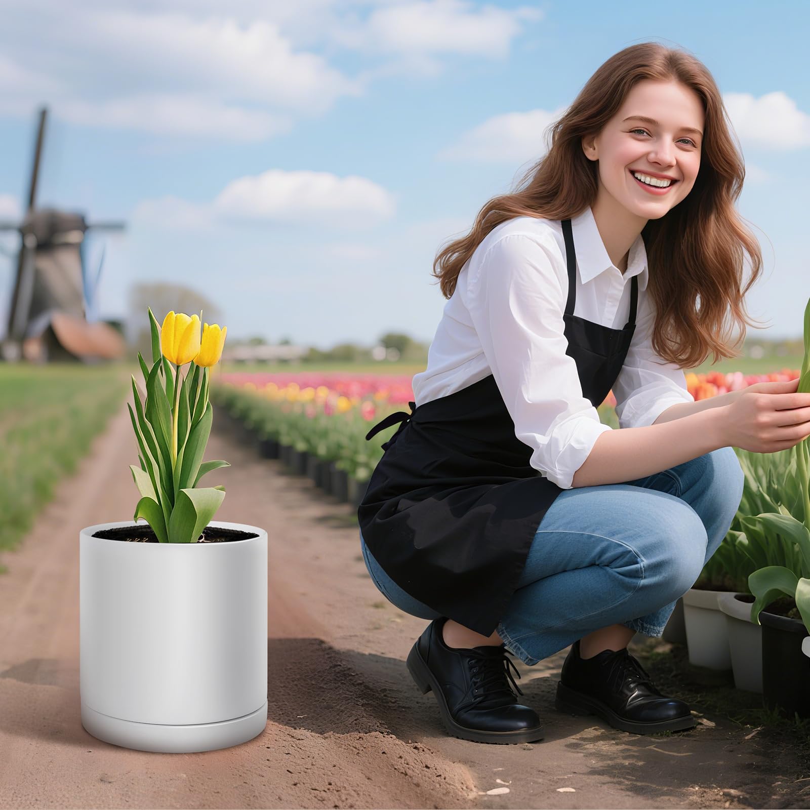 VEVOR planted pot on balcony showing outdoor durability and style benefit