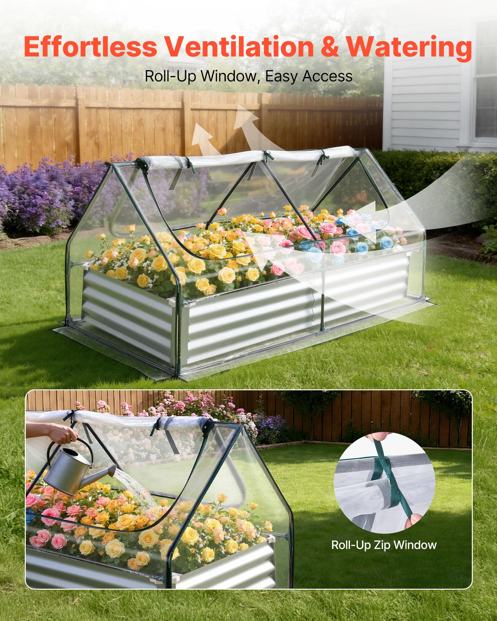 VEVOR planter filled with soil and seedlings illustrating planting capacity and easy reach