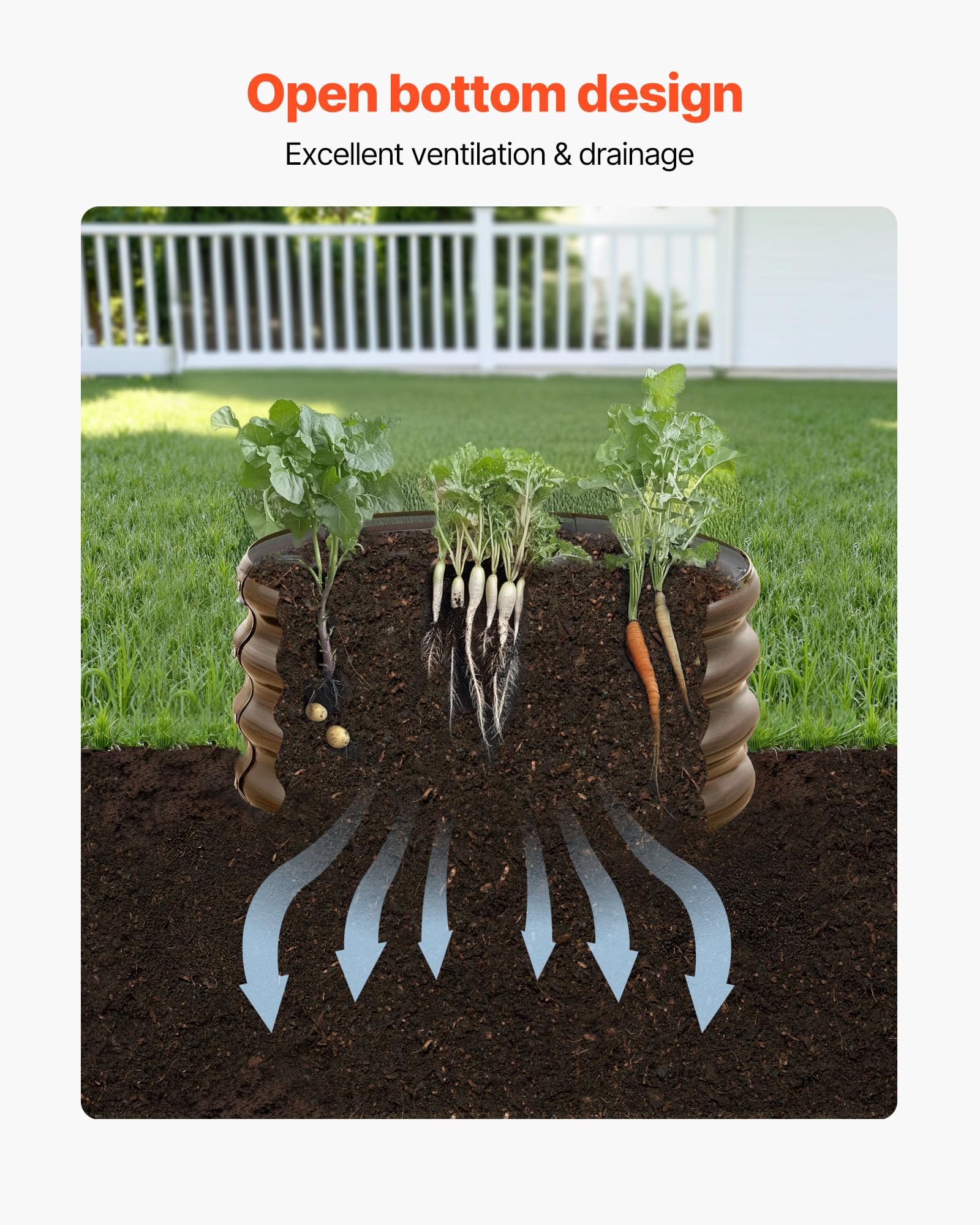 VEVOR raised bed with vegetables growing, demonstrating productive small-space gardening