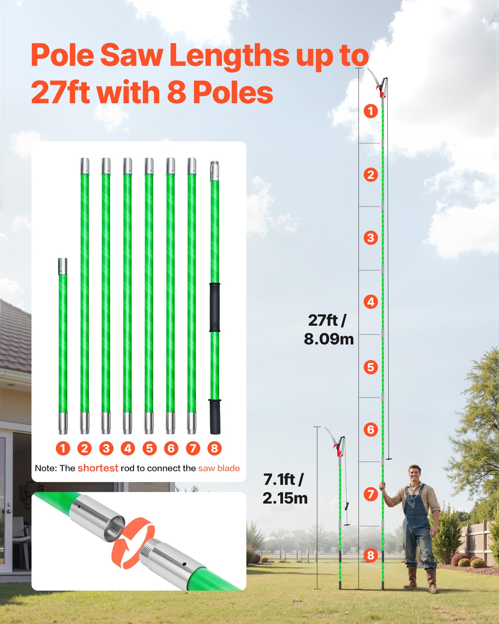 VEVOR pole saw folded inside carrying bag for compact transport and storage