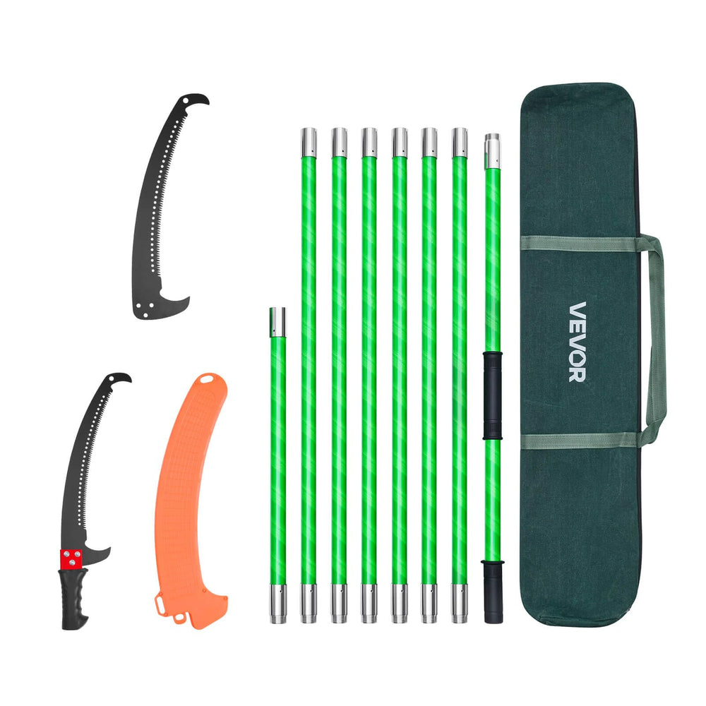 VEVOR full kit front view showing complete pole saw and bag, ready to use
