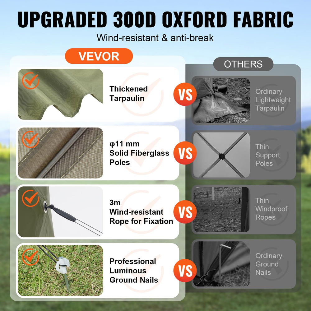 VEVOR poles and stakes image showing fiberglass supports and wind stability