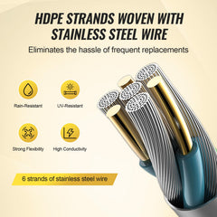 VEVOR detail of six stainless steel strands, ensures reliable conductivity