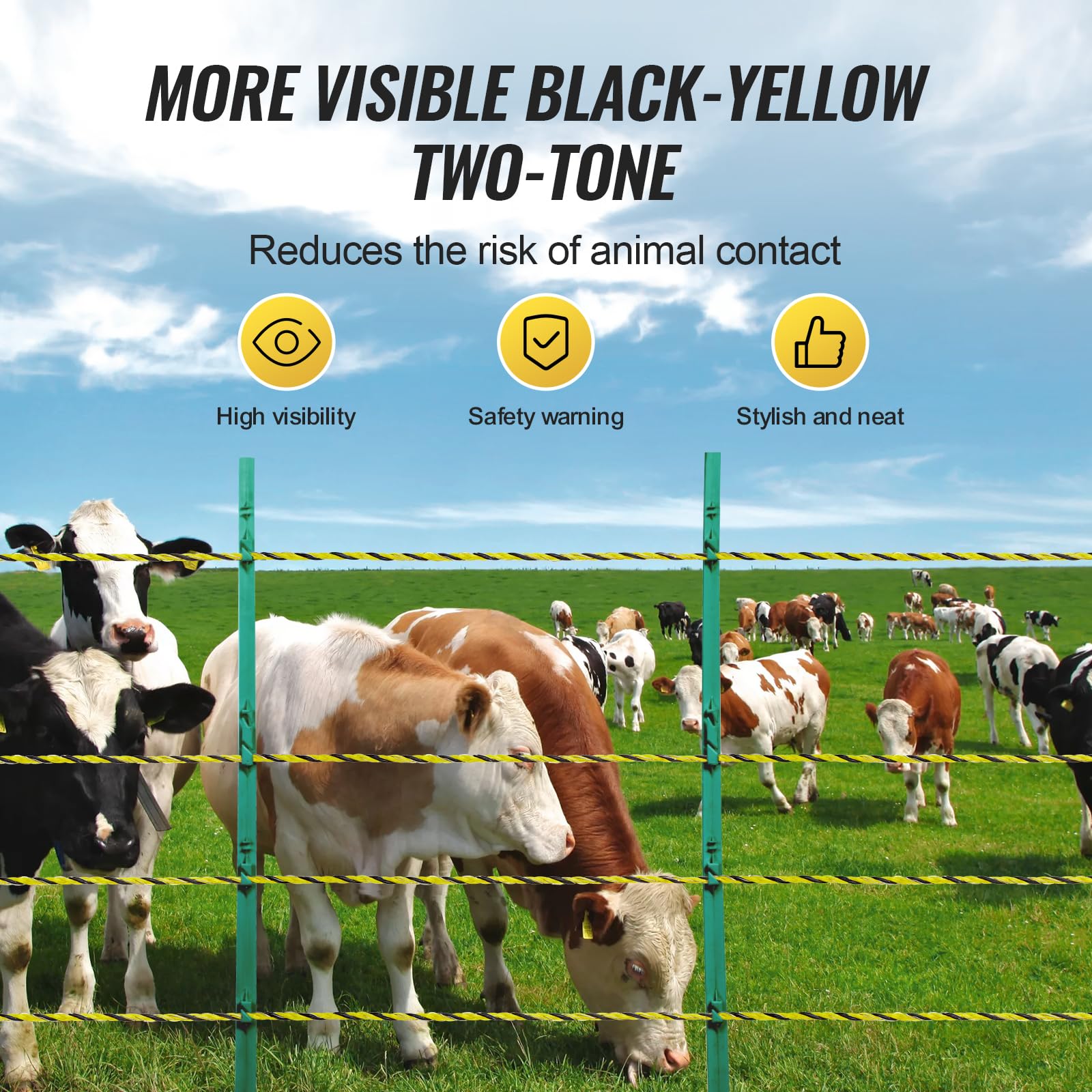 VEVOR T-post insulators clipped to a post, enables versatile mounting options