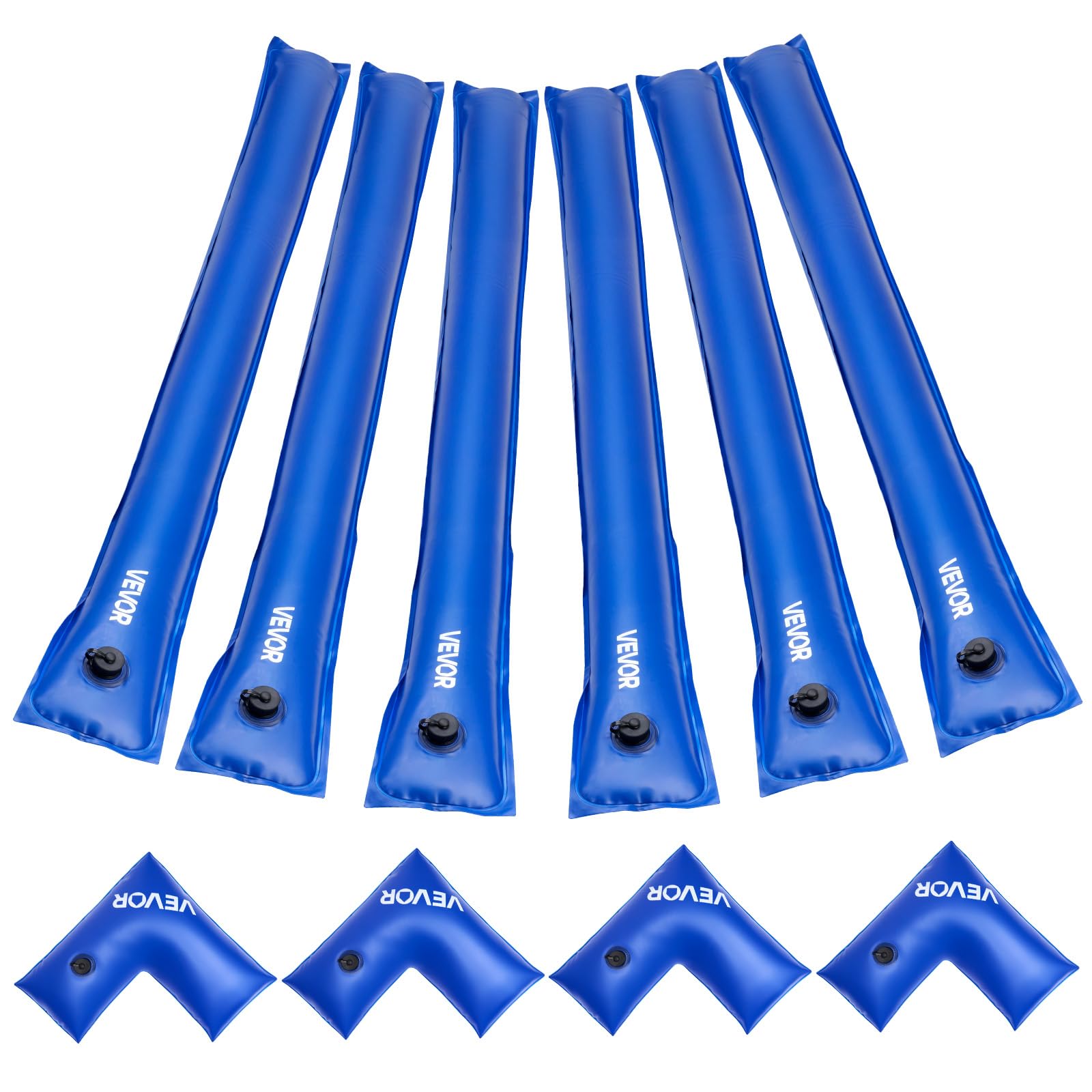 VEVOR front view of pool cover water bag showing durable PVC and benefit of secure anchoring
