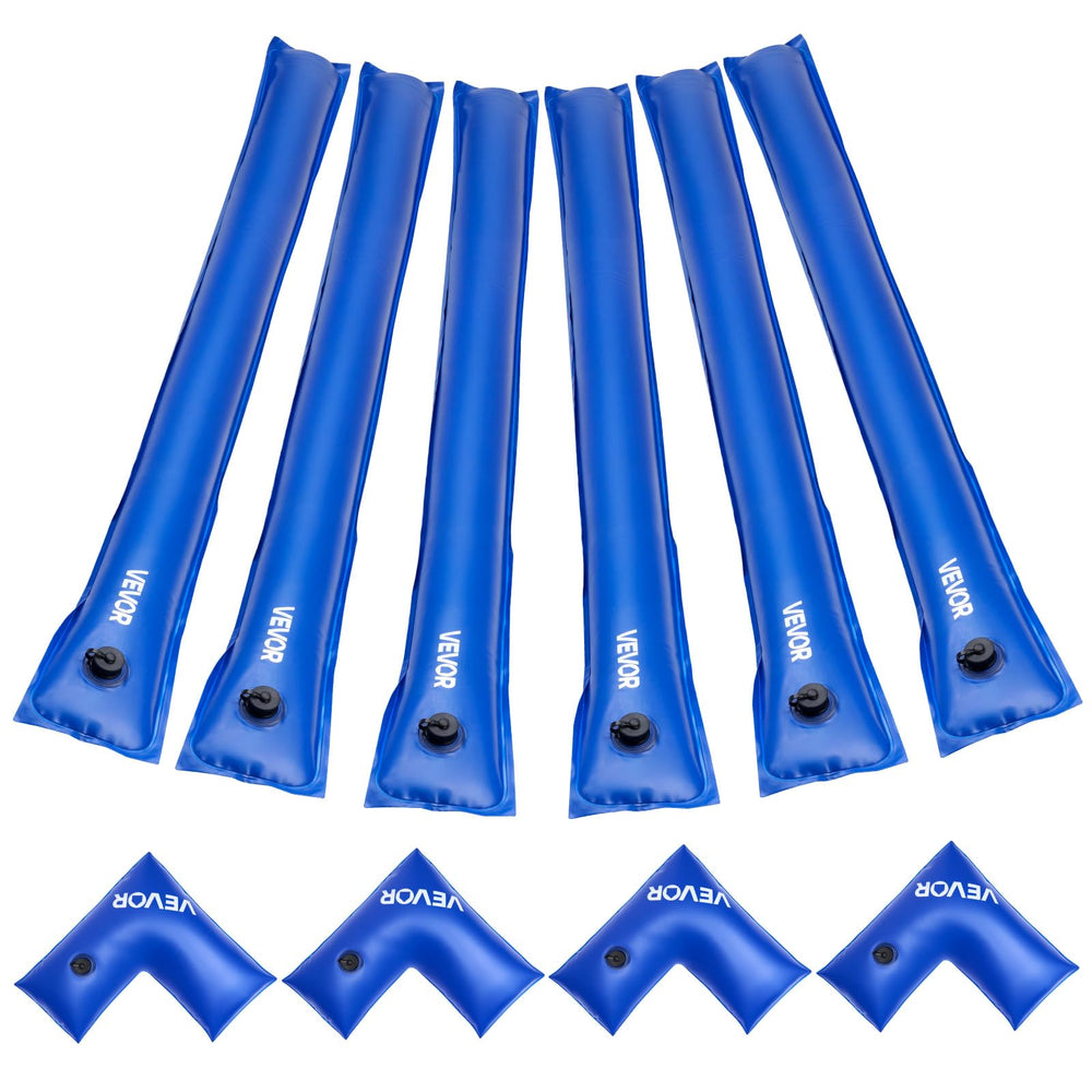 VEVOR front view of pool cover water bag showing durable PVC and benefit of secure anchoring