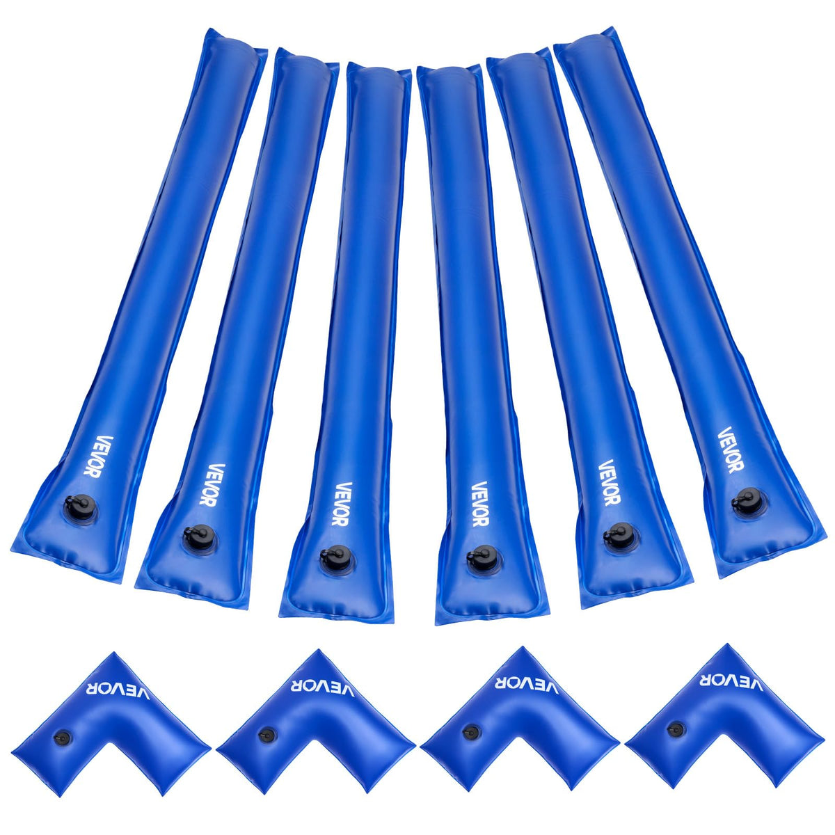 VEVOR front view of pool cover water bag showing durable PVC and benefit of secure anchoring