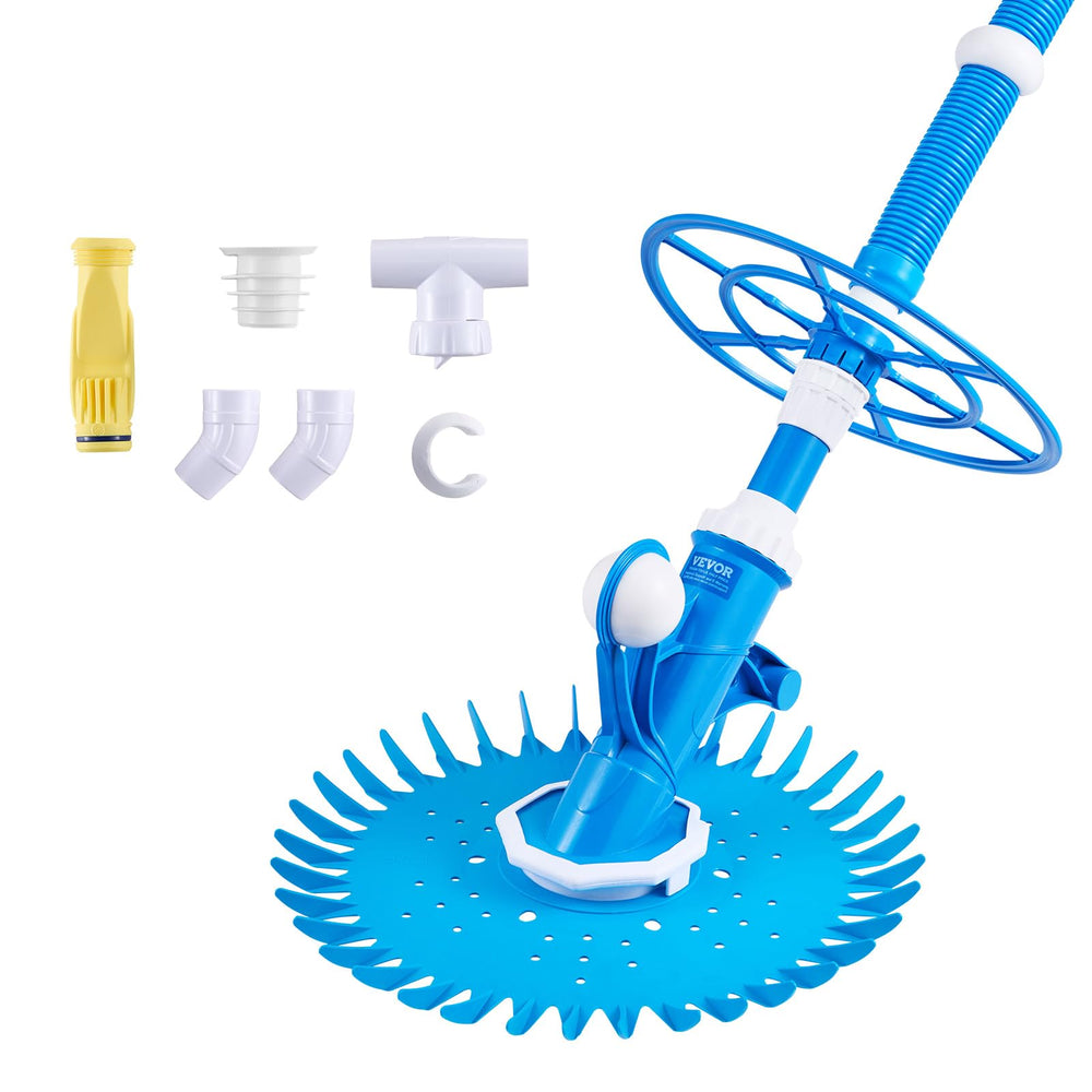 VEVOR front view of suction pool cleaner showing compact body and inlet, reliable cleaning