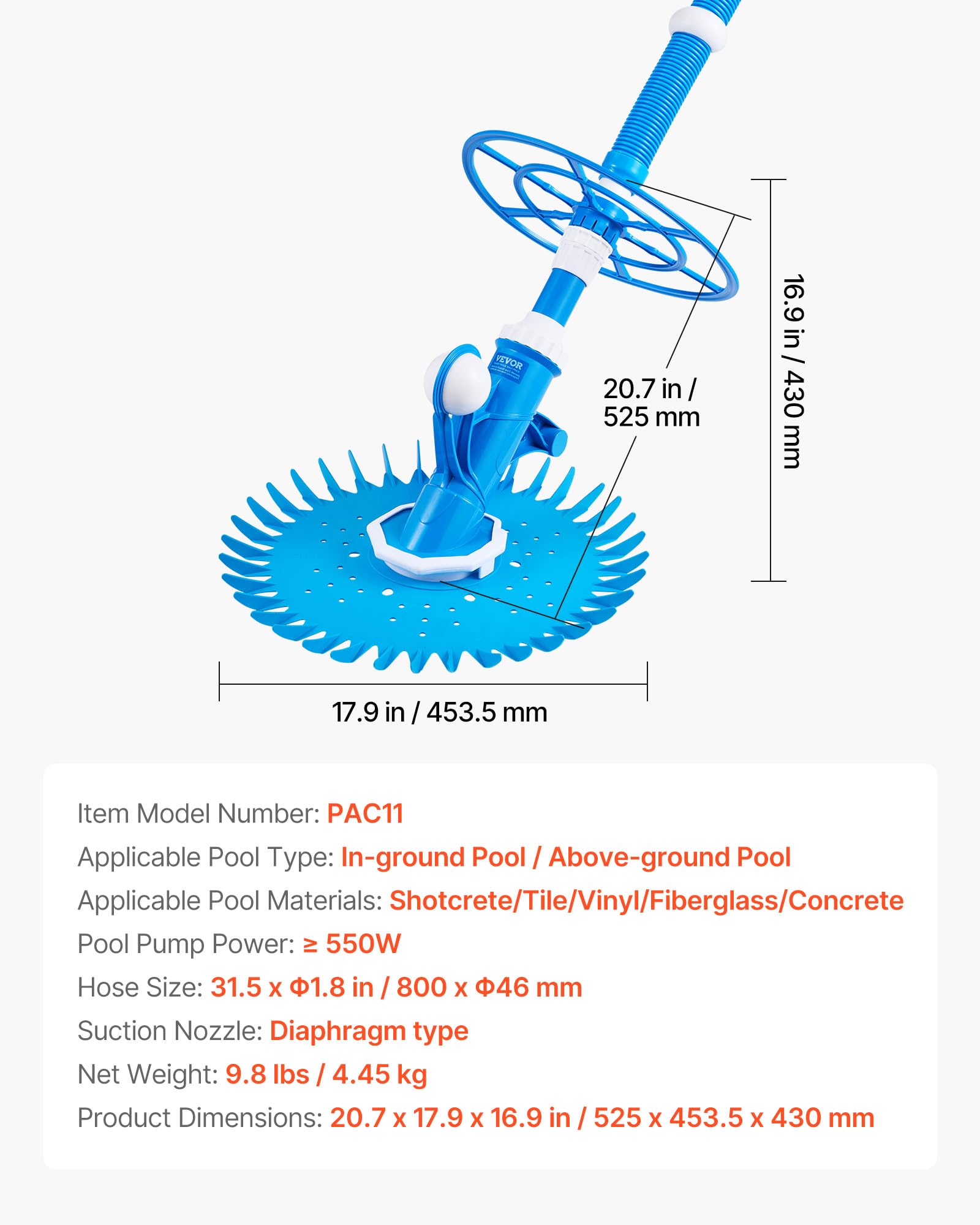 VEVOR next to pool tools to show scale and simple storage benefit
