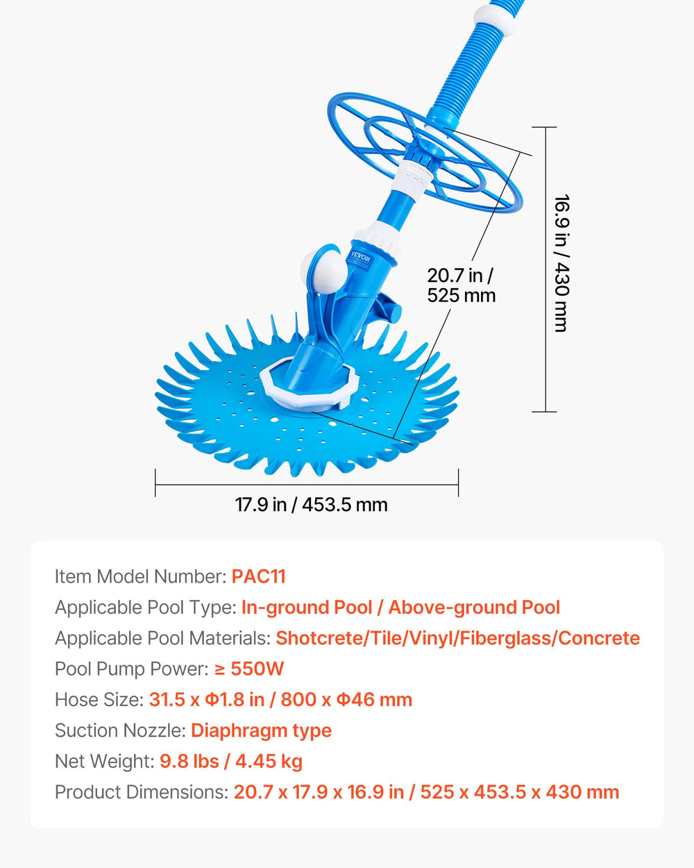 VEVOR next to pool tools to show scale and simple storage benefit