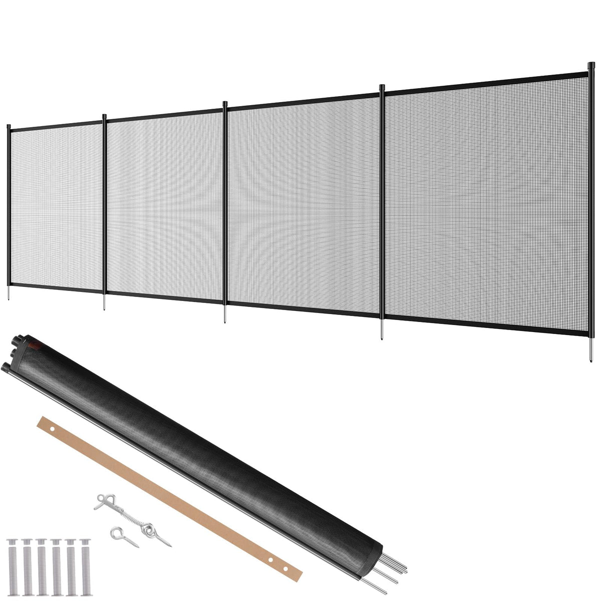 VEVOR front view of 4x12ft pool fence showing full protective barrier and visibility benefit