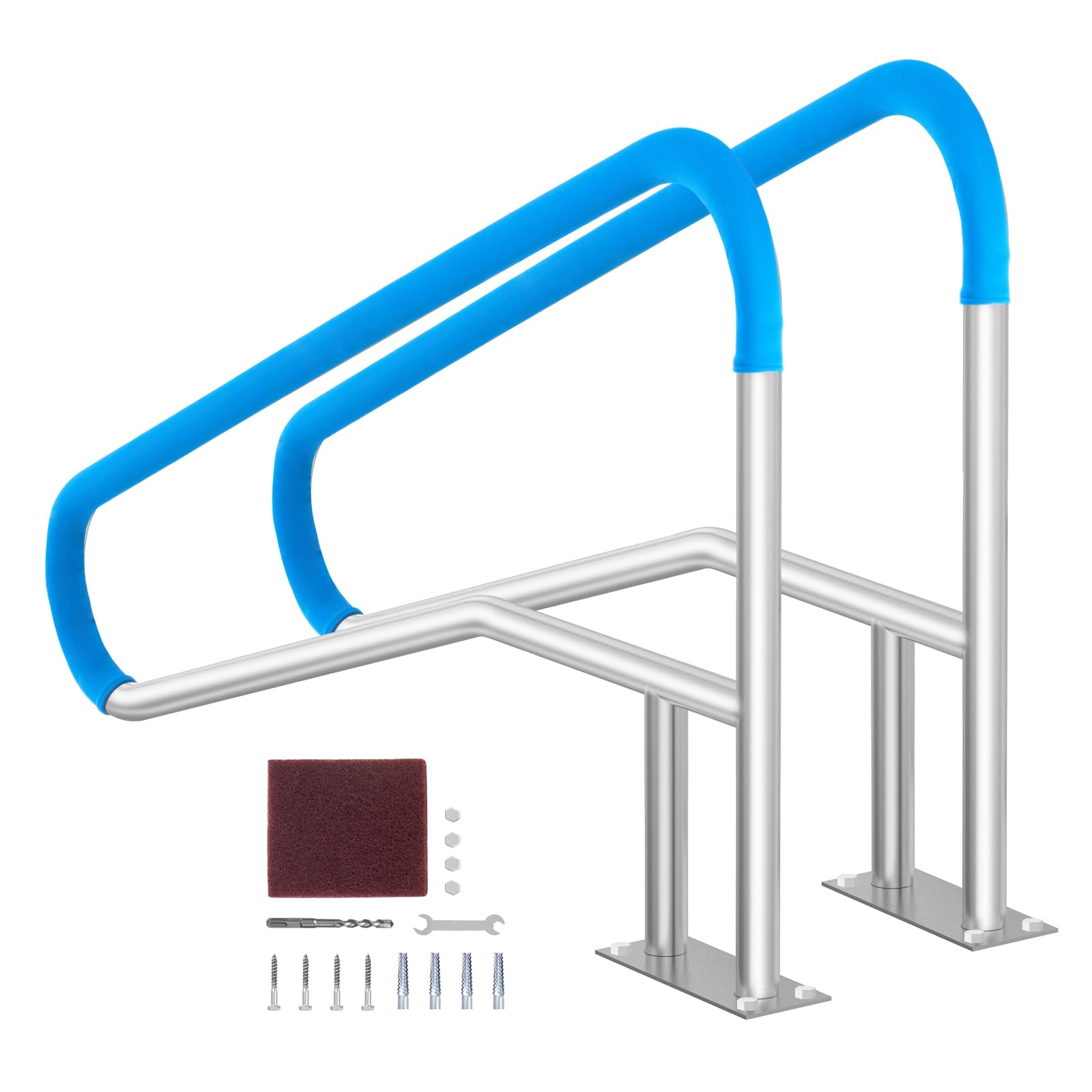 VEVOR front view of stainless steel handrail showing durable support benefit
