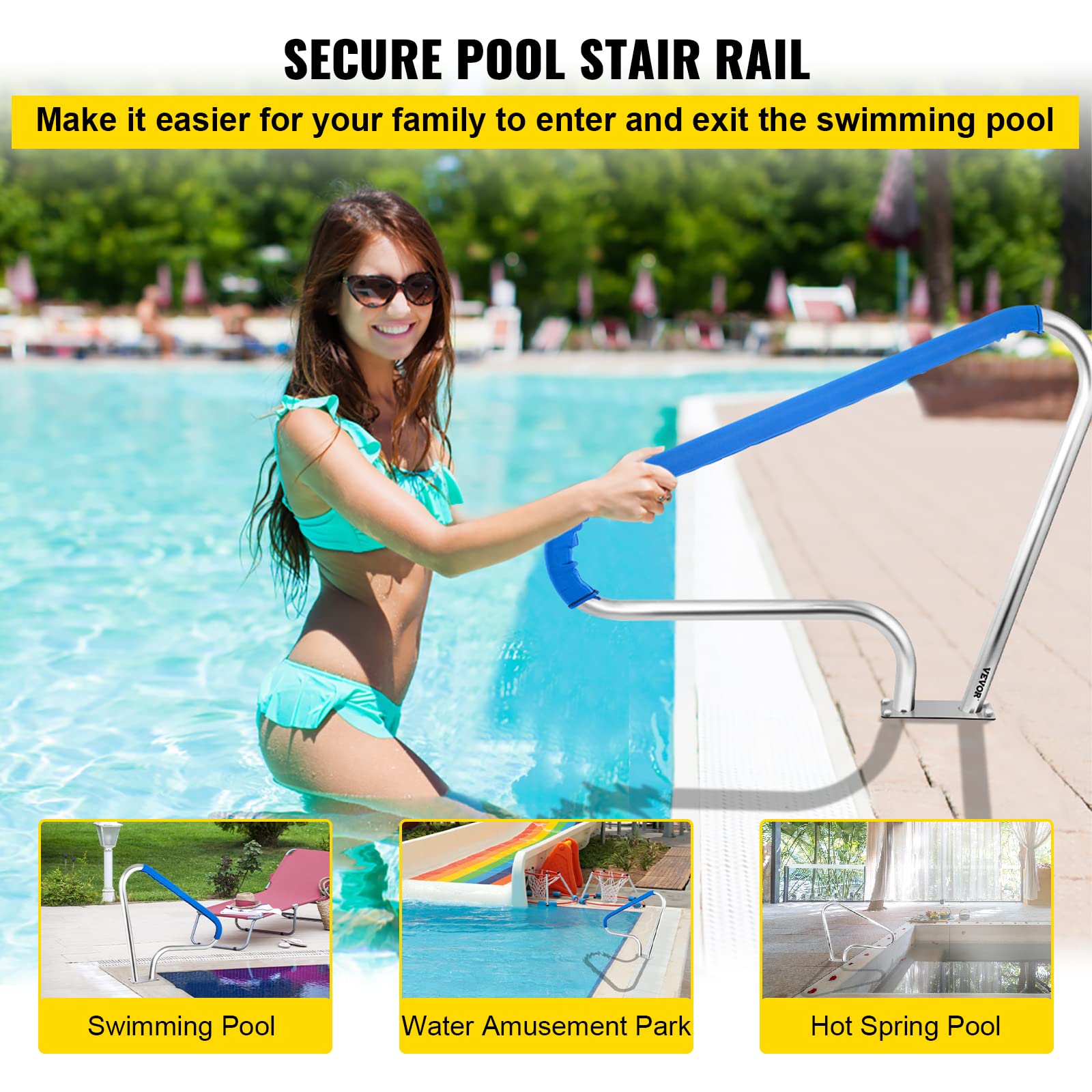 VEVOR close-up of blue nylon grip cover highlighting nonslip comfort