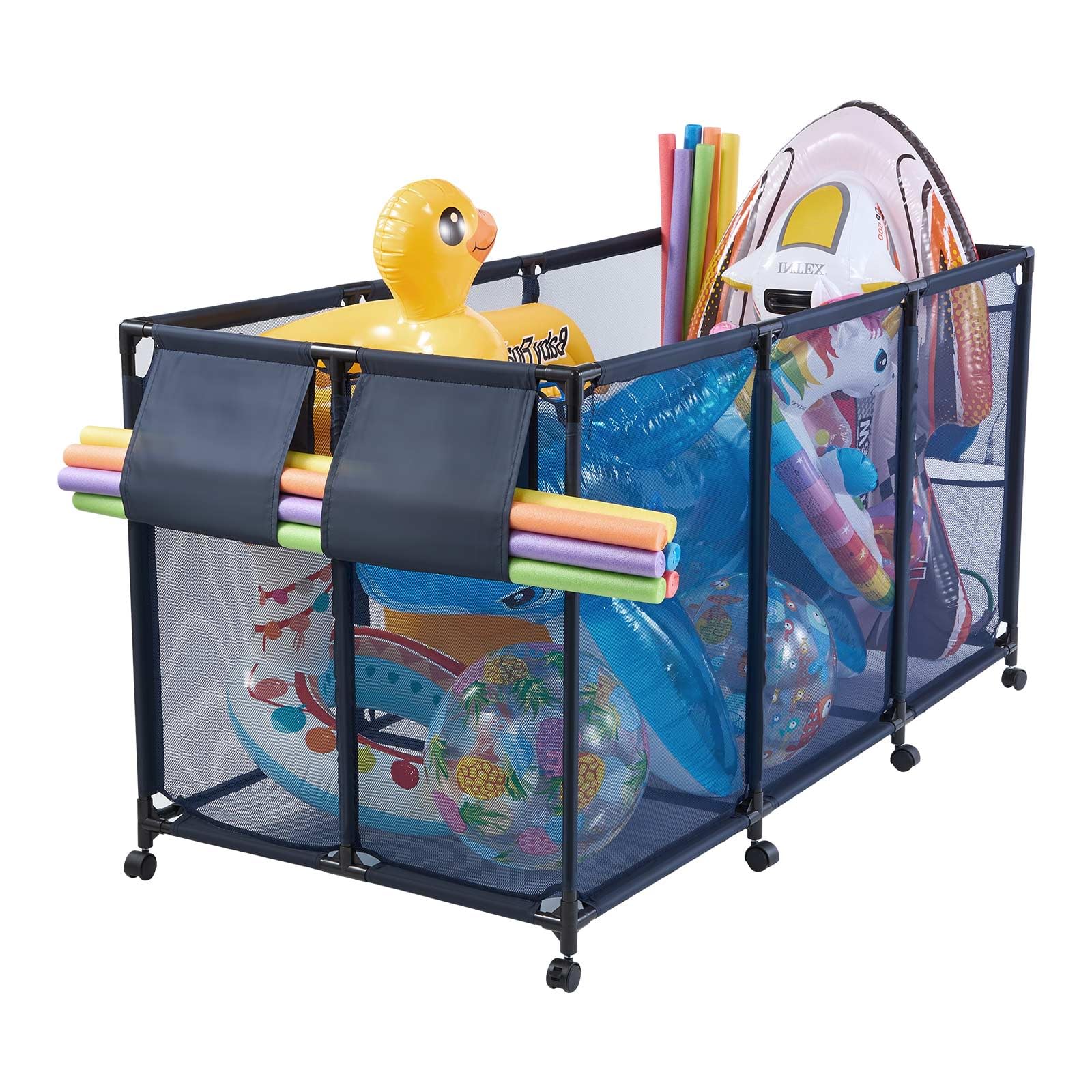VEVOR front view of pool storage bin showing ample capacity and organized look