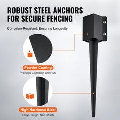 VEVOR post anchor driven into soil demonstrating secure ground support benefit