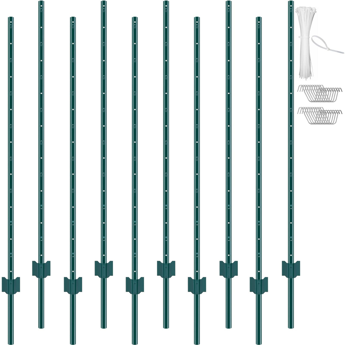 VEVOR front view of 10-pack posts showing contents and benefits