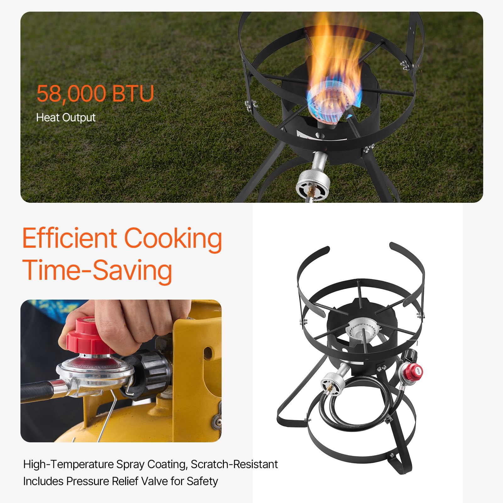VEVOR pot frying shrimp outdoors for fast, even cooking