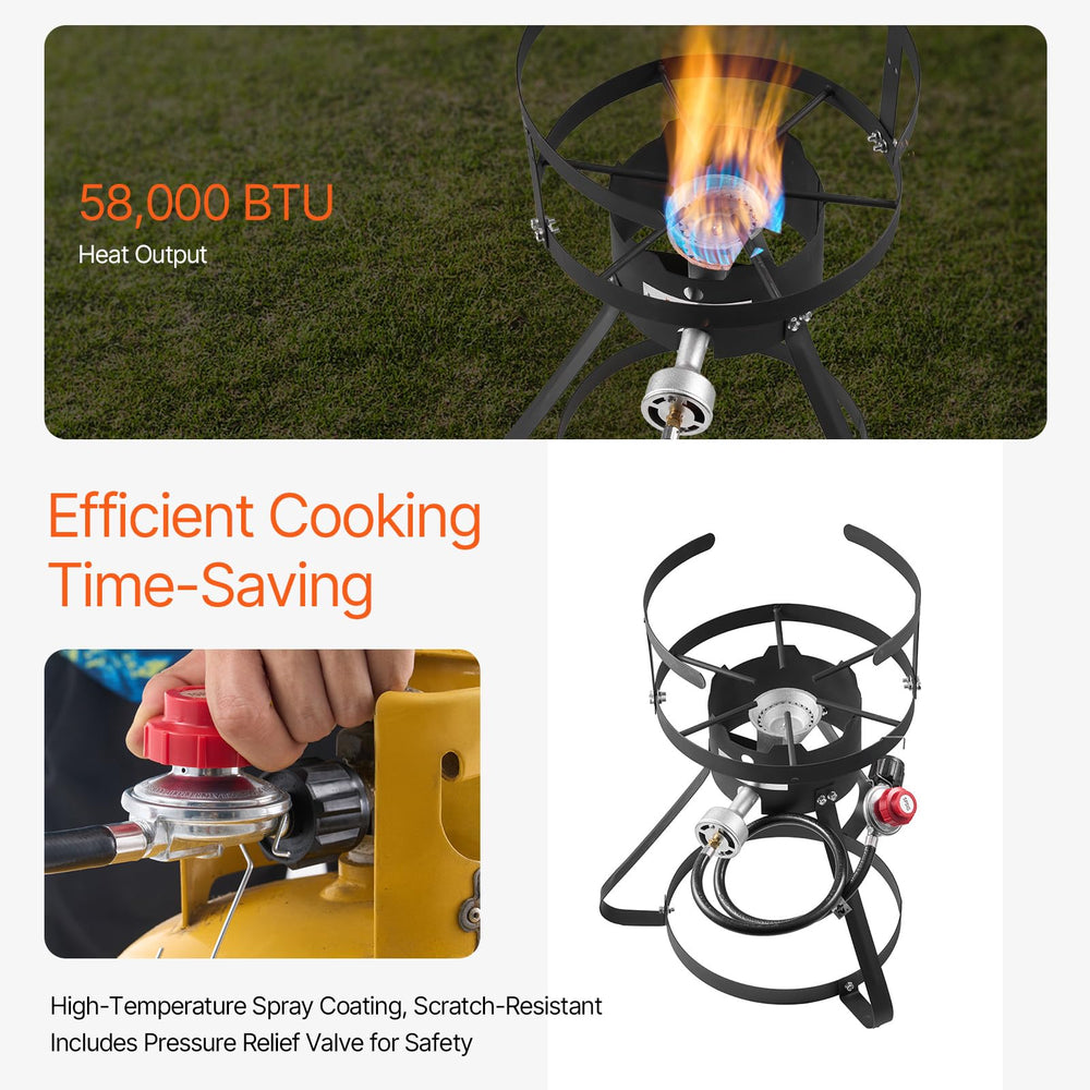 VEVOR pot frying shrimp outdoors for fast, even cooking