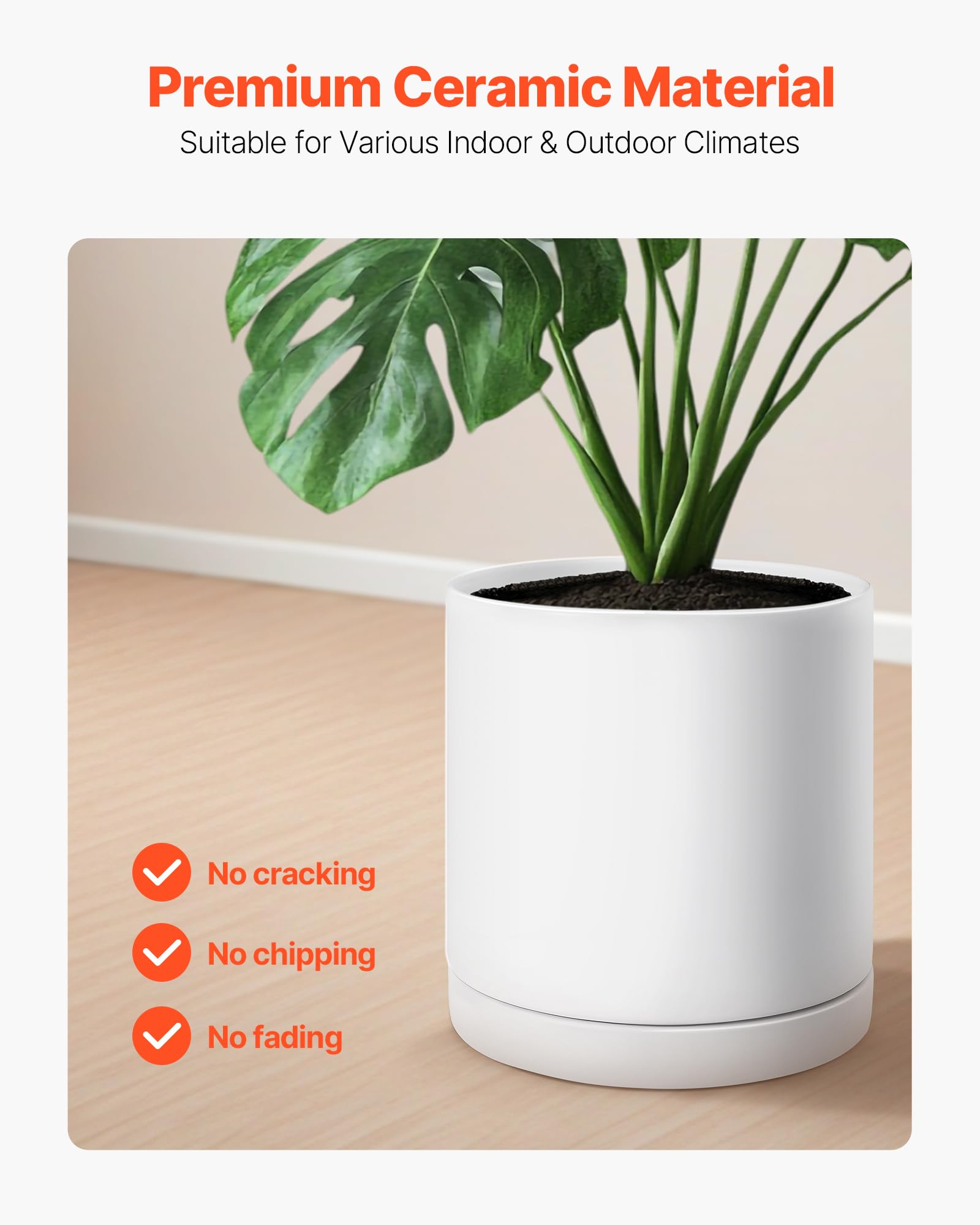 VEVOR pot close-up of ceramic texture for easy cleaning and scratch resistance