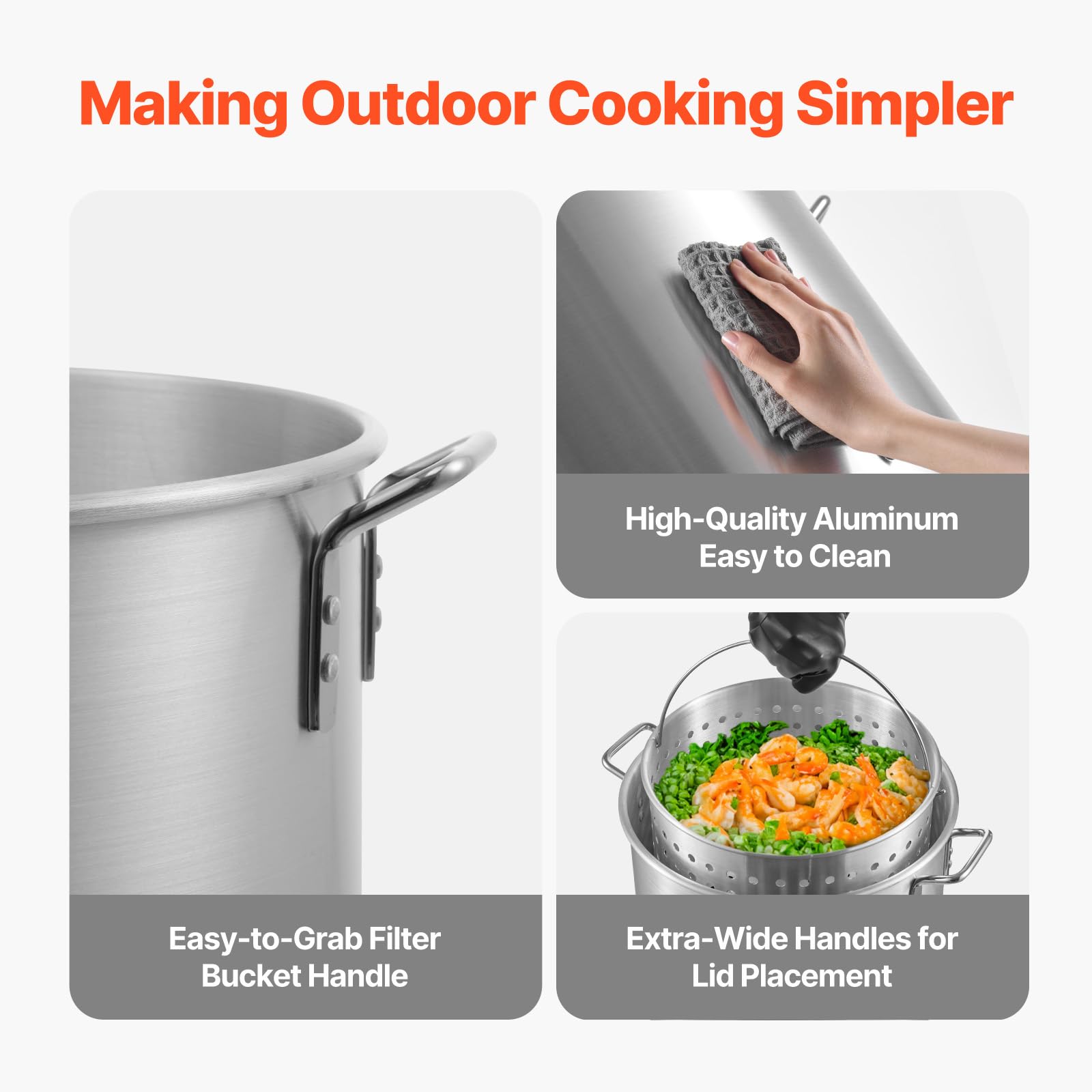 VEVOR pot with lid on handle showing convenient access and splash control