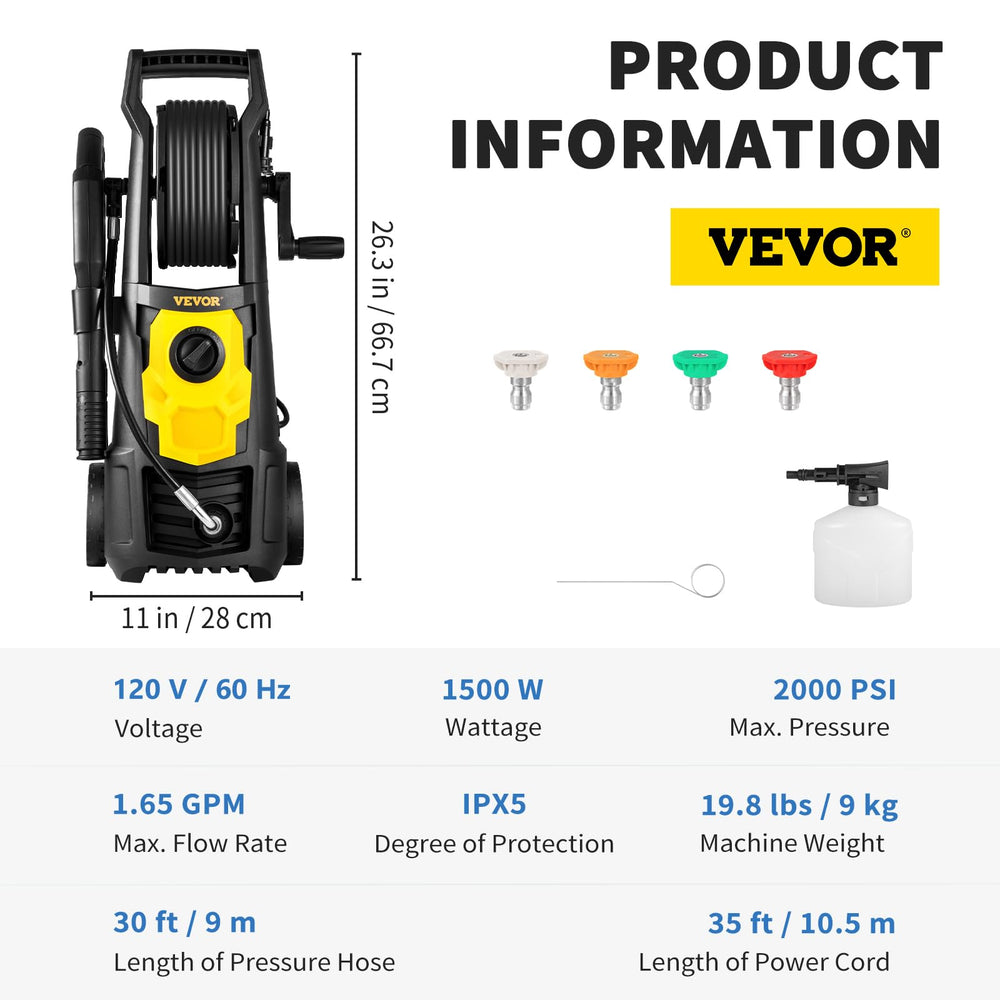VEVOR long 35 ft GFCI power cord demonstrating extended reach and safety