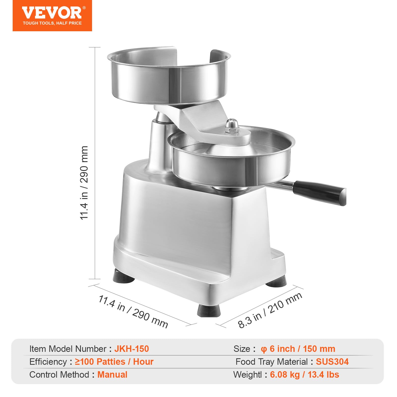 VEVOR press forming hamburger patties in a kitchen to increase production efficiency