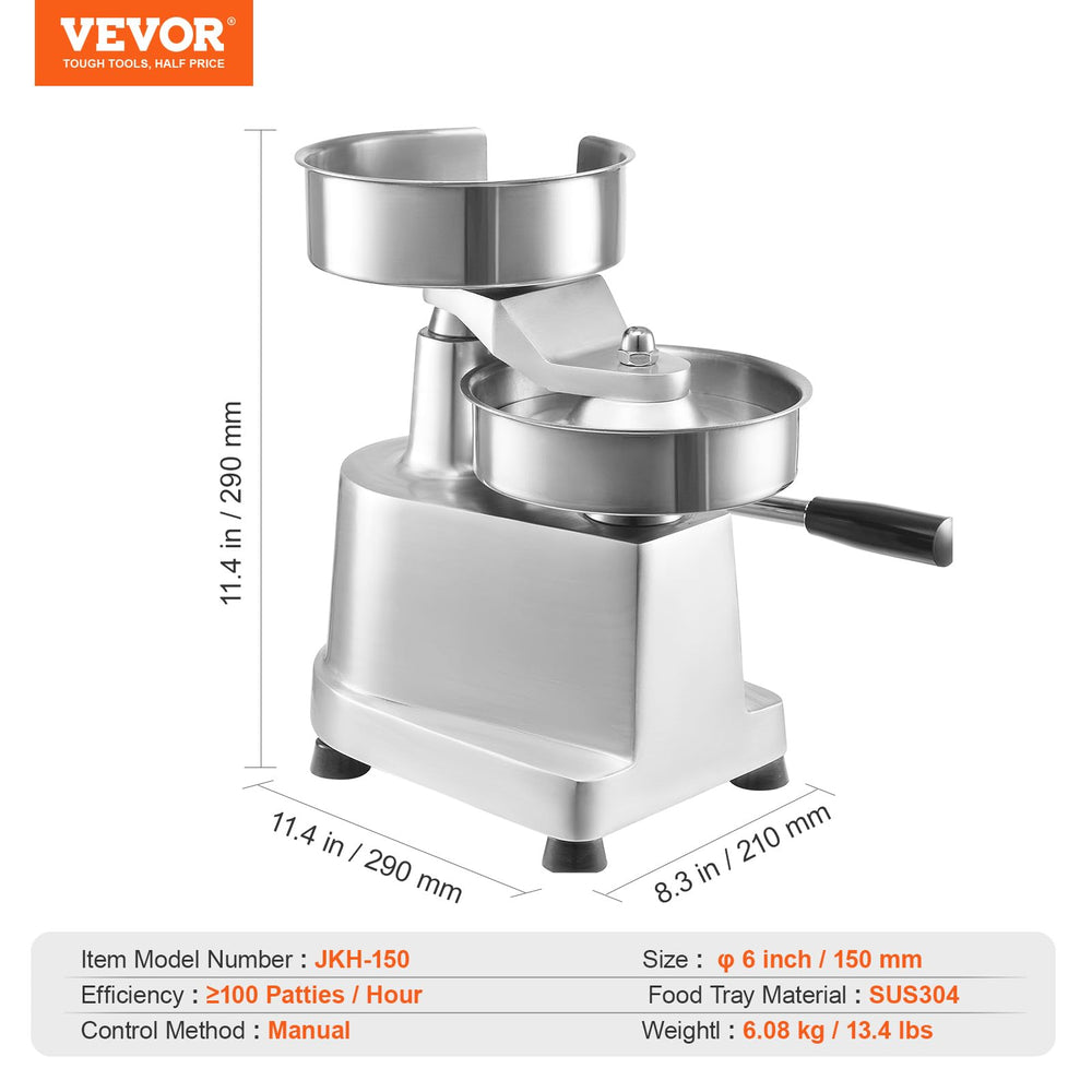 VEVOR press forming hamburger patties in a kitchen to increase production efficiency