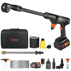 VEVOR cordless pressure washer front view showing compact design and portability
