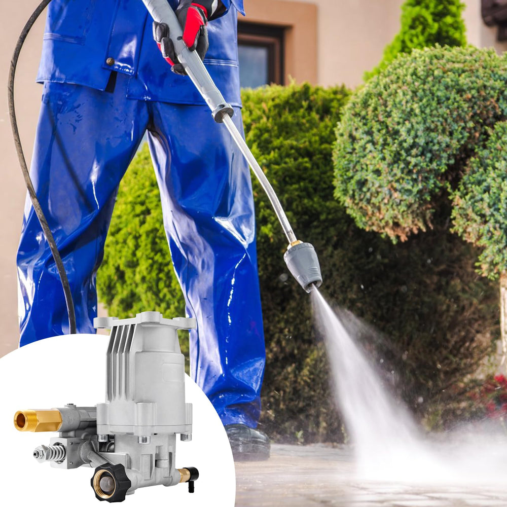 VEVOR pump in driveway cleaning scene showing effective outdoor cleaning