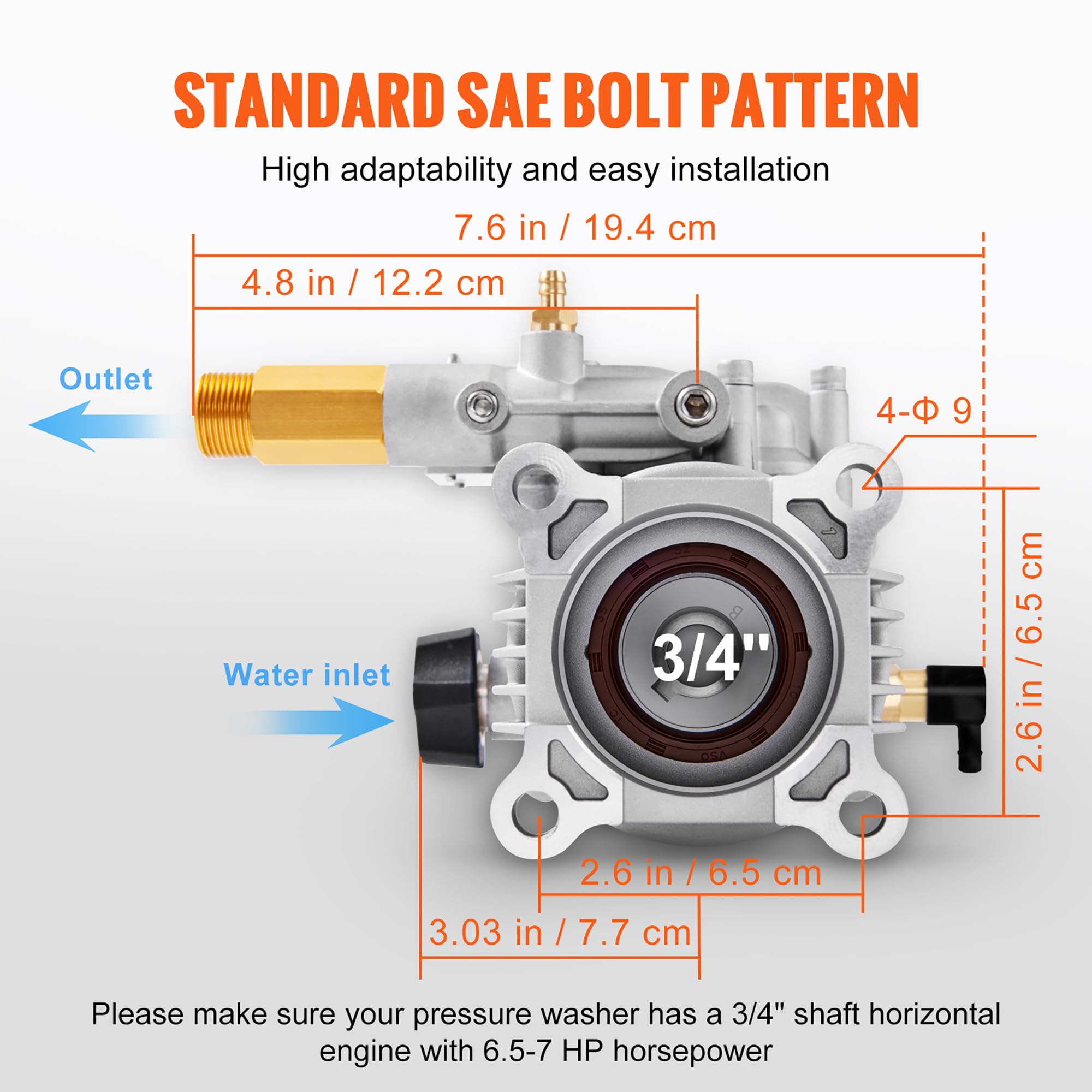 VEVOR one-piece head closeup highlighting improved sealing and longevity