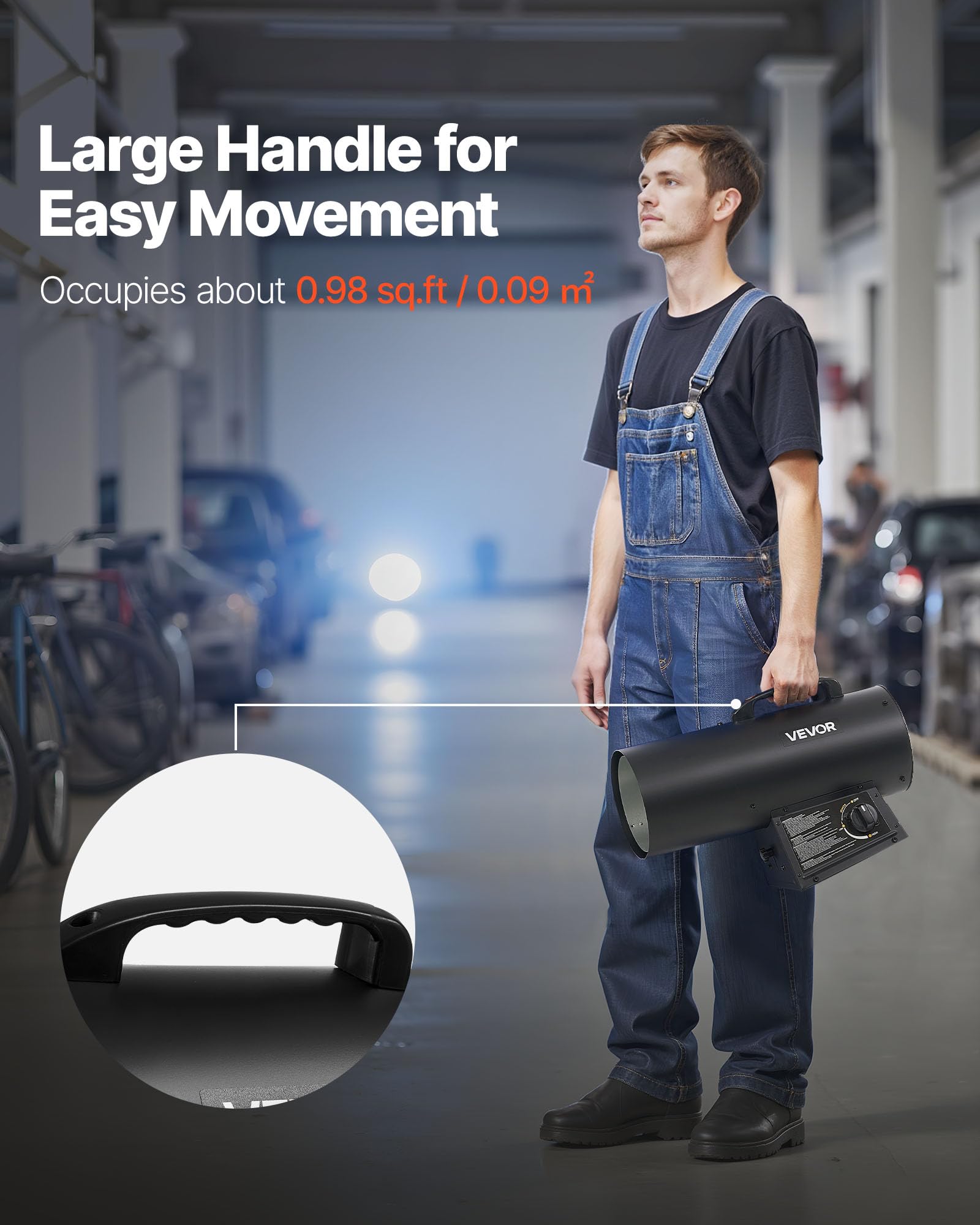 VEVOR heater operating in garage offering reliable warmth for projects benefit