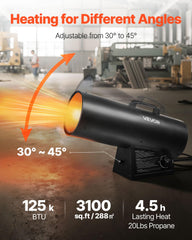 VEVOR propane heater ergonomic handle for effortless transport and placement