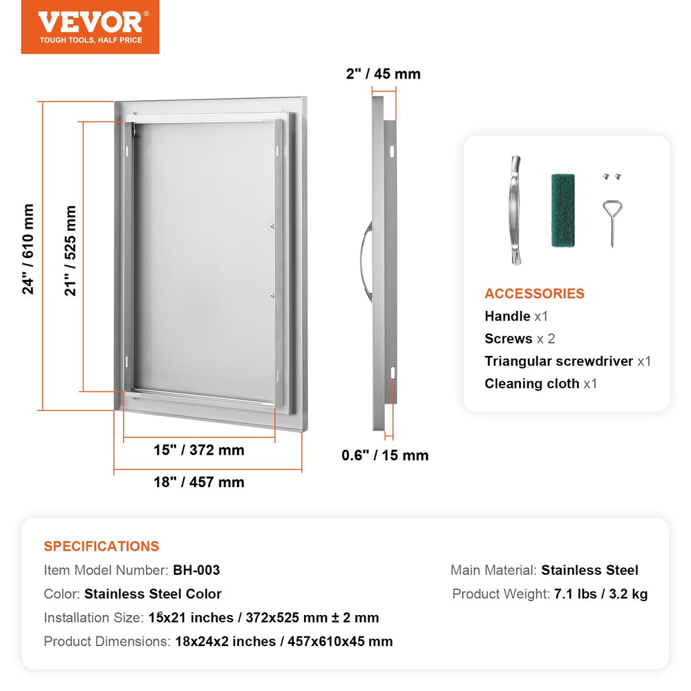 VEVOR textura de la superficie de acero inoxidable, fácil limpieza sin marcas