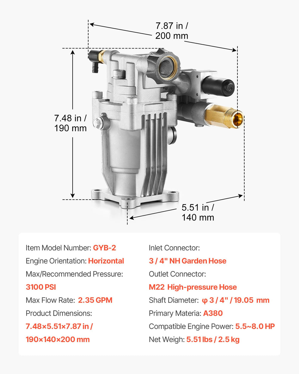 VEVOR pump next to hand for scale showing compact, serviceable size