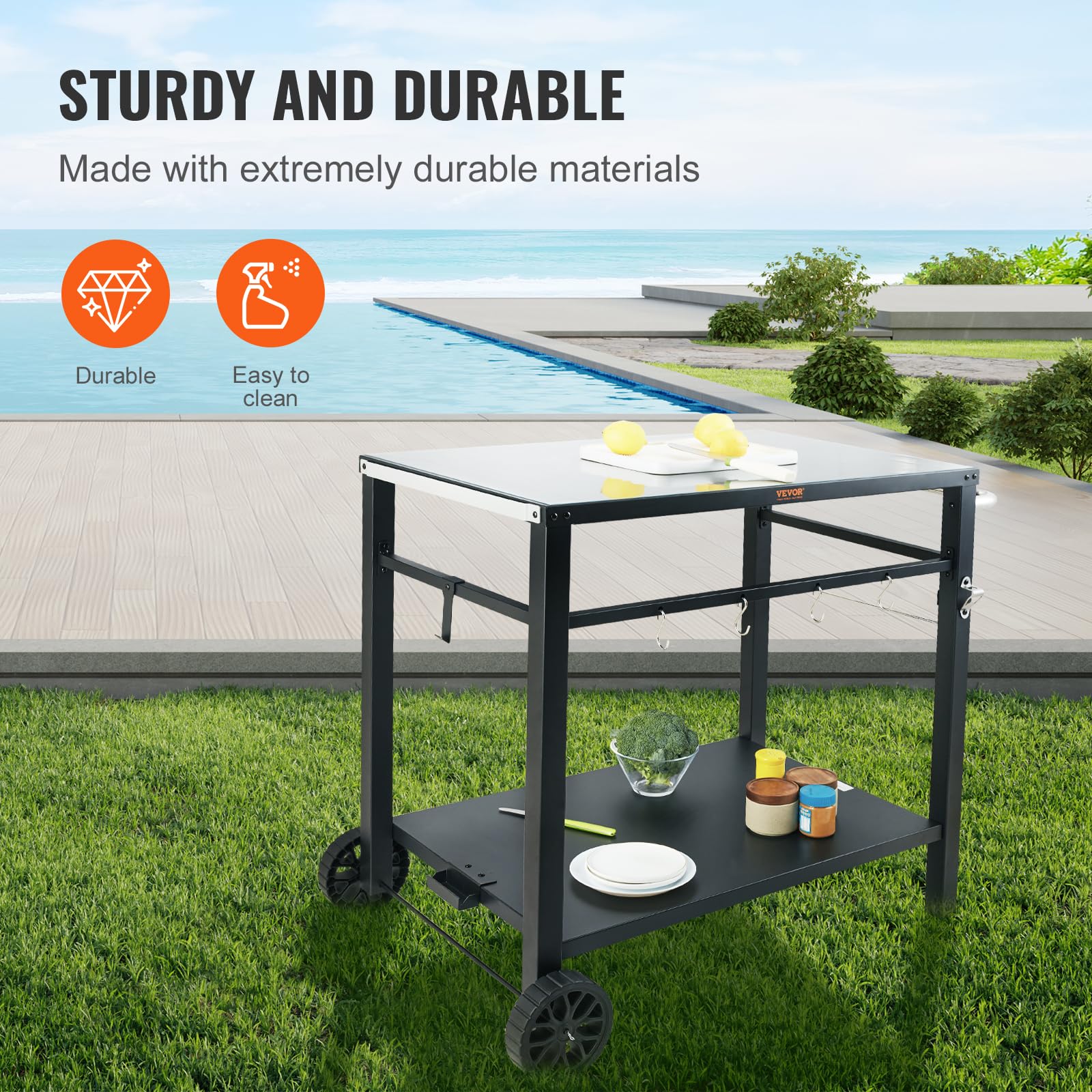 VEVOR PVC placemat detail demonstrating easy-wipe surface for quick cleanup