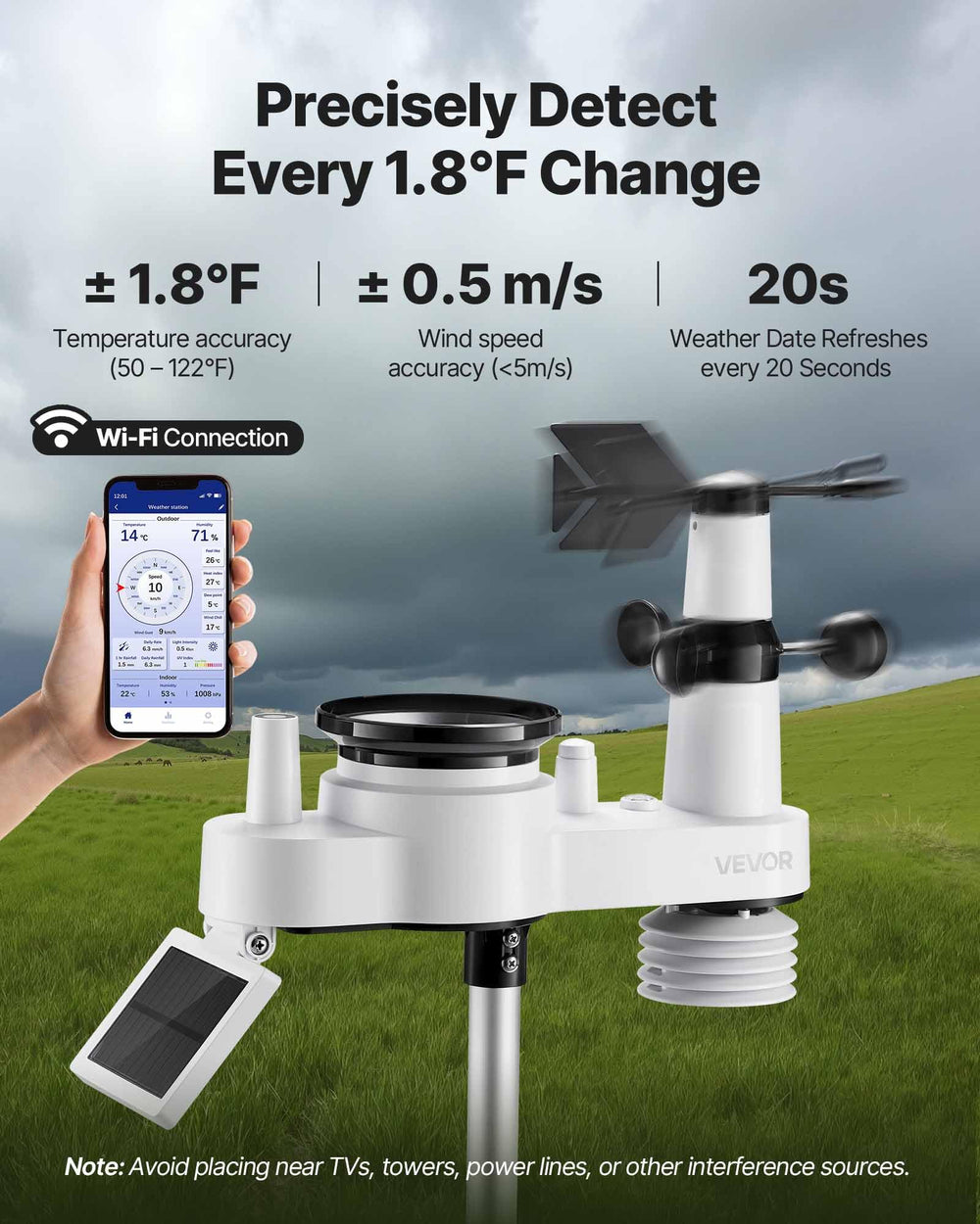 VEVOR rain gauge top view collecting rainfall totals with precision