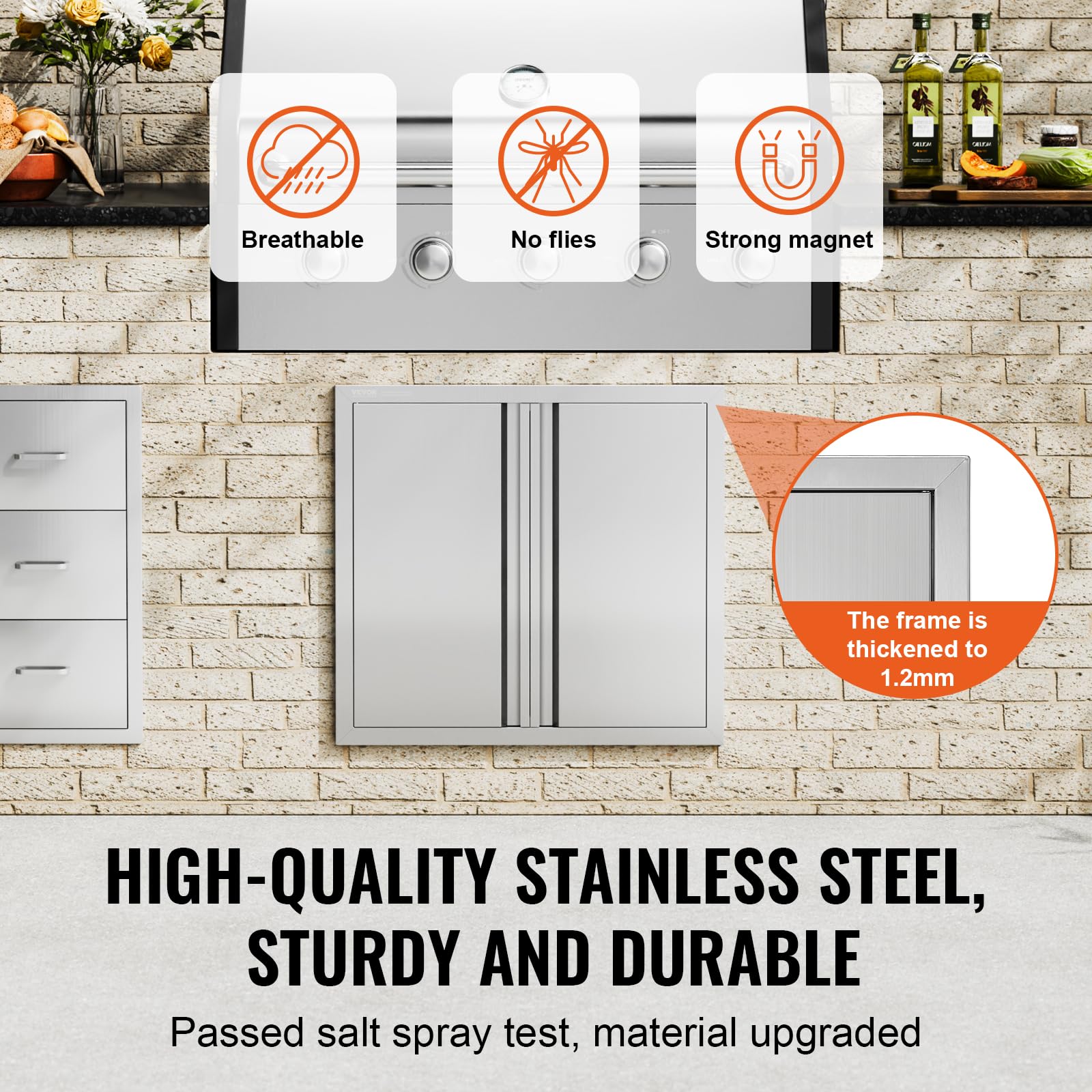 VEVOR recessed handle detail showing snag-free design and safer outdoor use