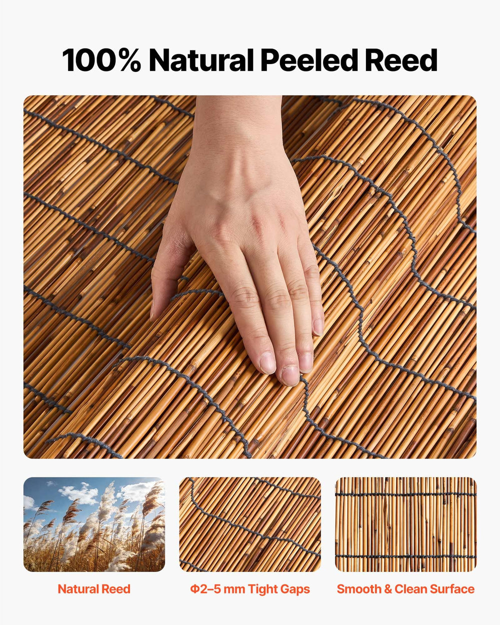 VEVOR close-up reed texture highlighting natural appearance and durability
