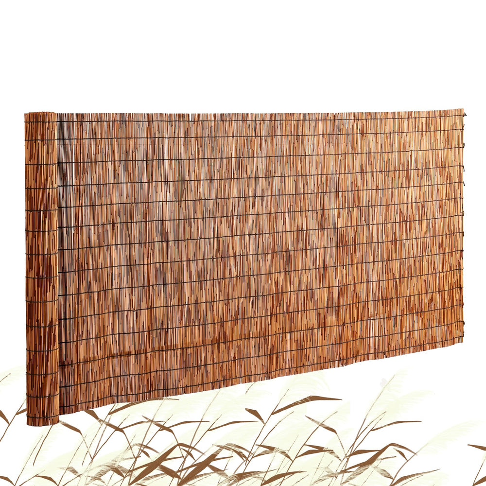 VEVOR front view of reed fencing roll showing compact packaging and natural finish