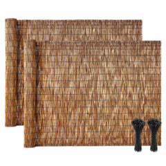 VEVOR front view of reed fencing package showing two rolls and included zip ties for quick setup