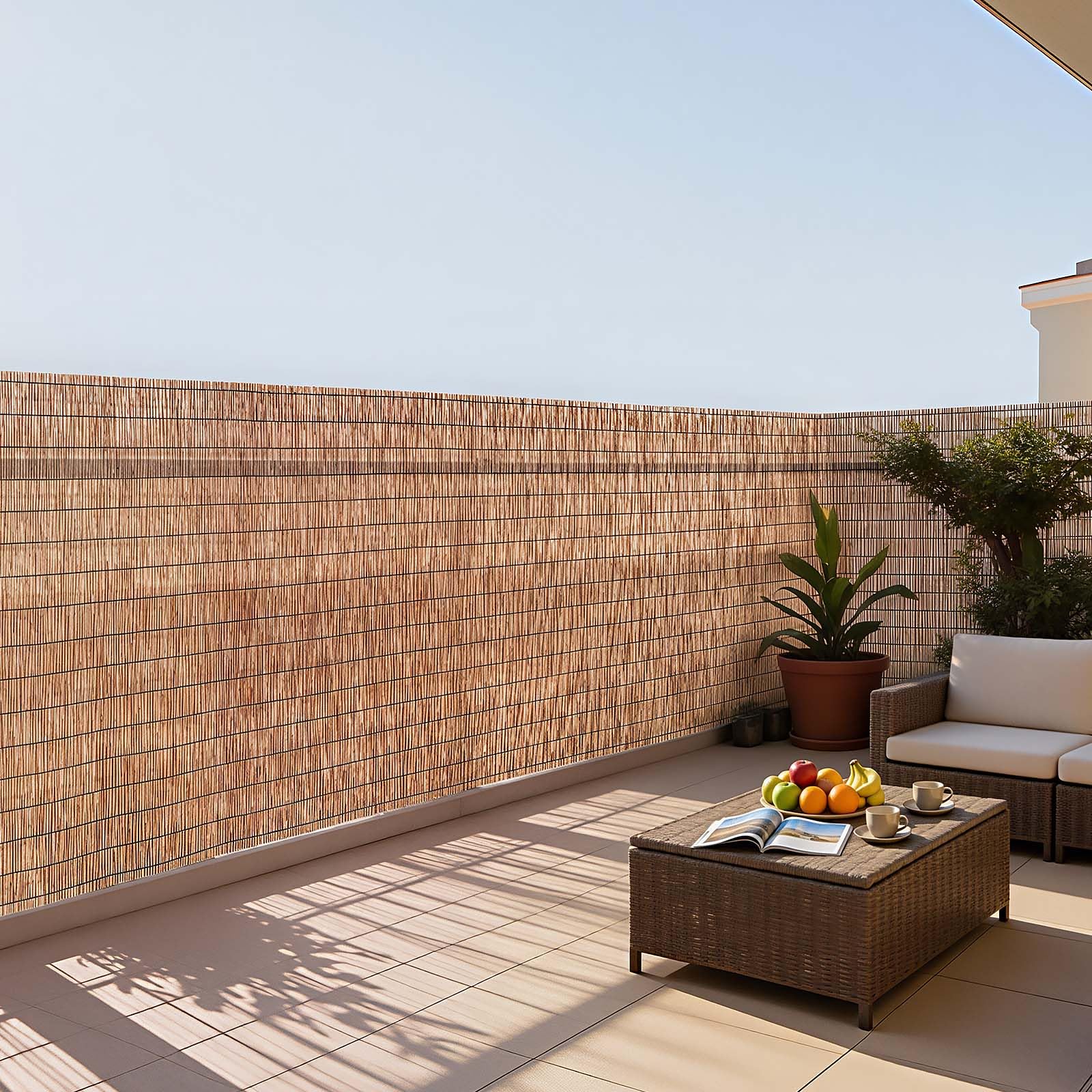 VEVOR reed fencing in garden enhancing outdoor privacy and warmth