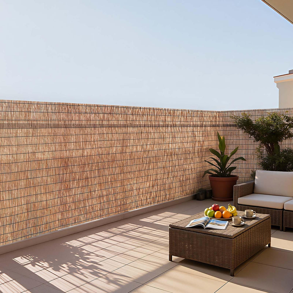 VEVOR reed fencing in garden enhancing outdoor privacy and warmth