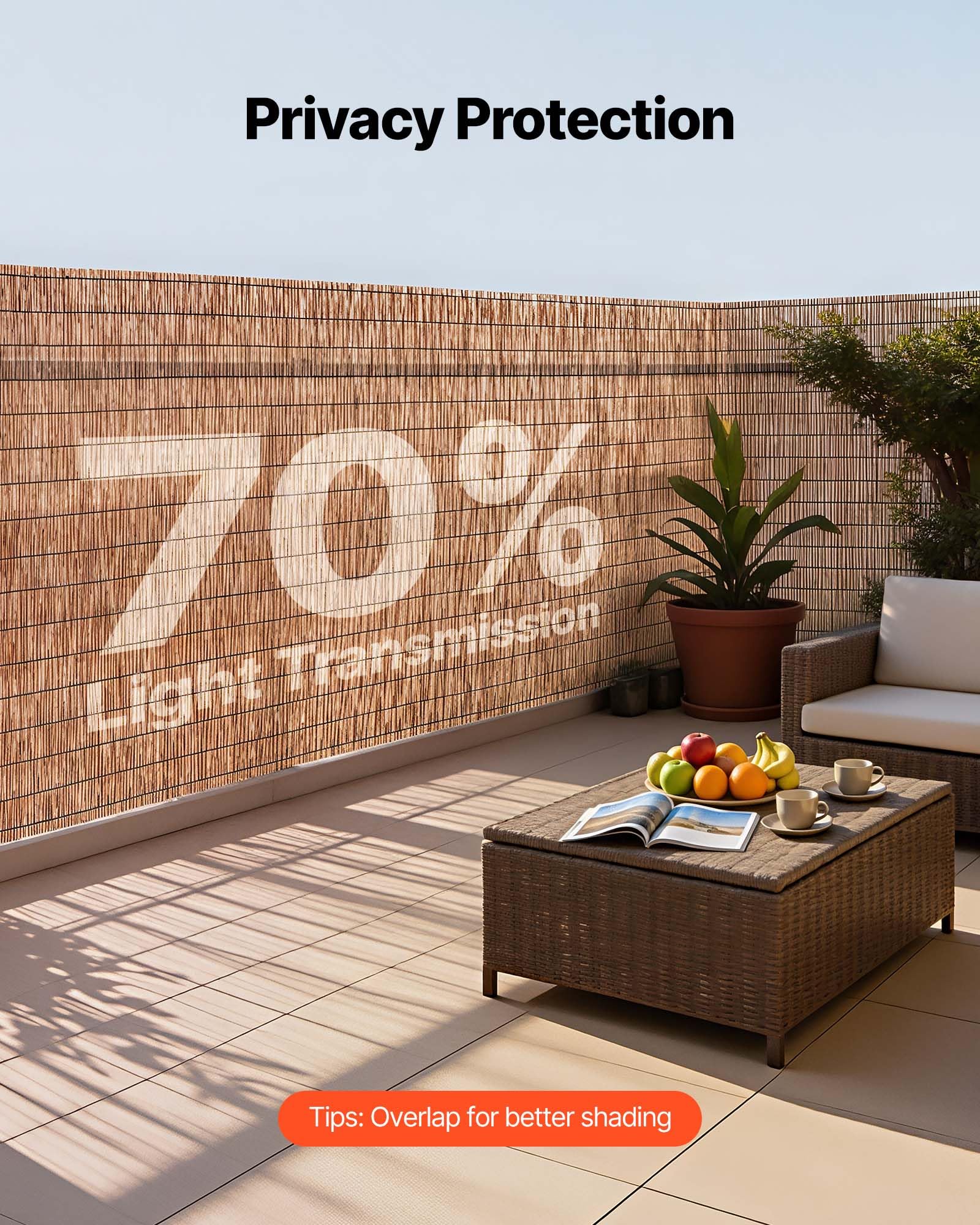 VEVOR reed fencing installed on balcony providing discreet screening