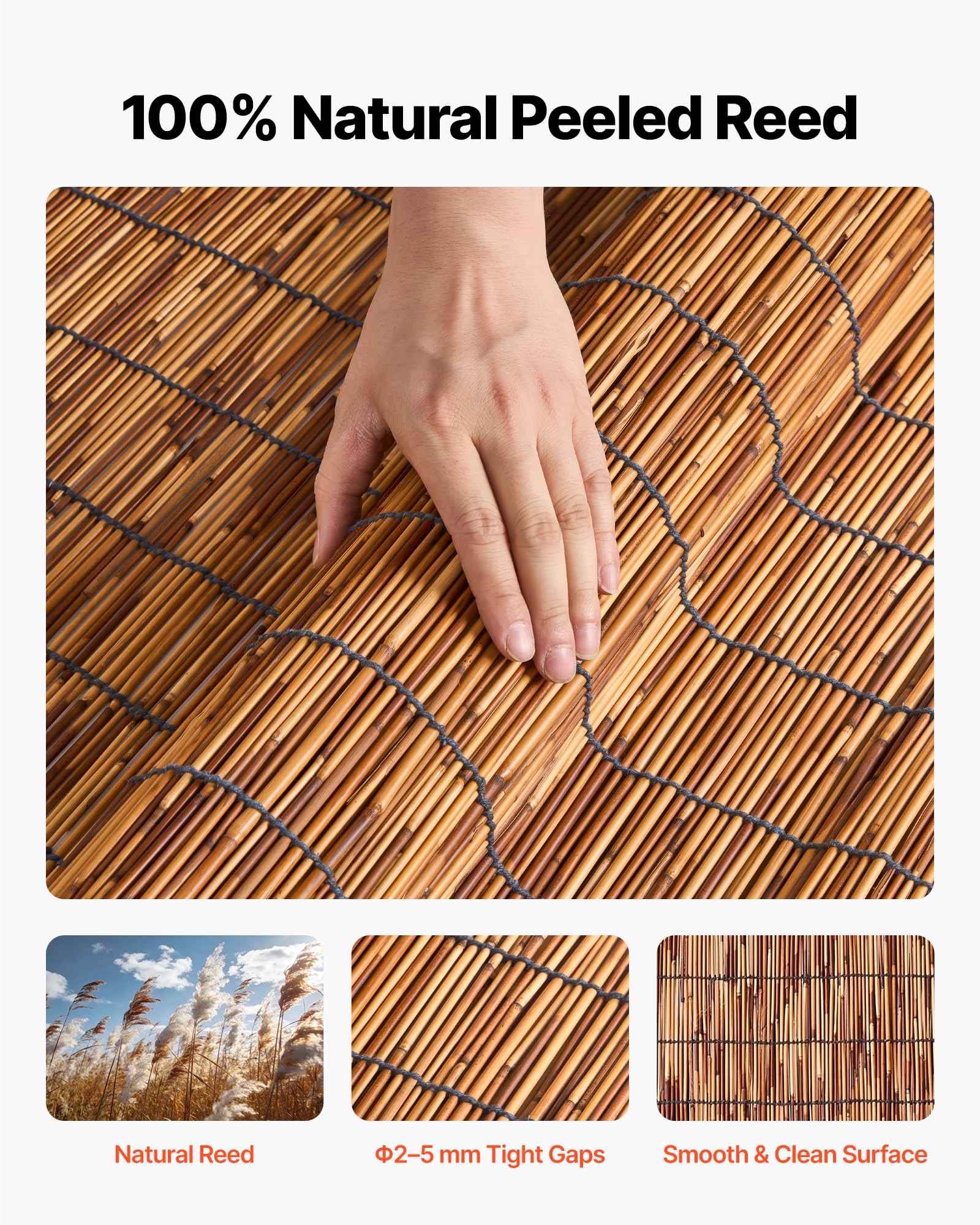 VEVOR close-up natural reed texture highlighting authentic look