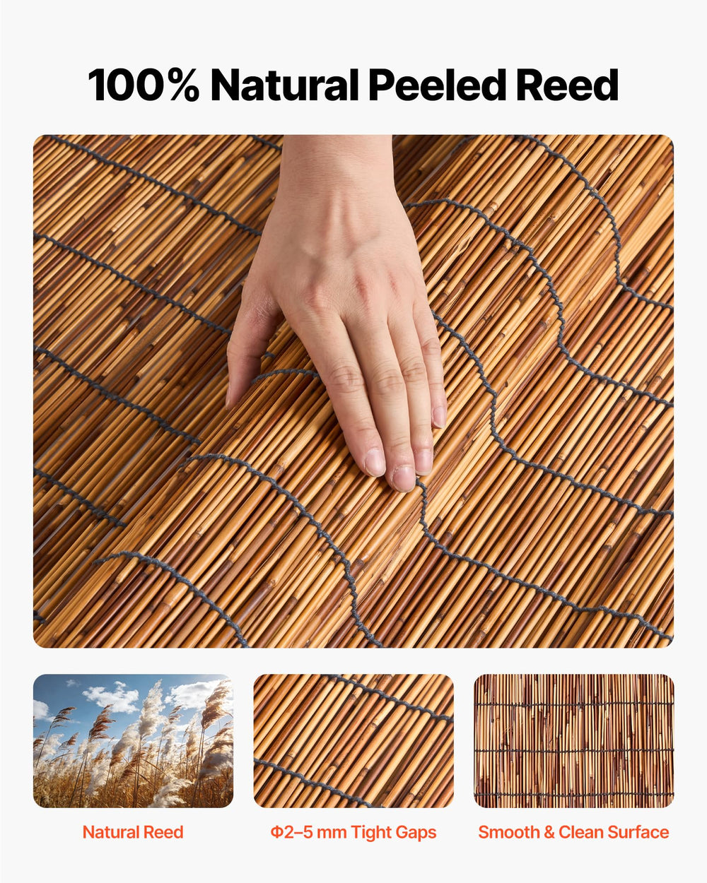 VEVOR close-up natural reed texture highlighting authentic look