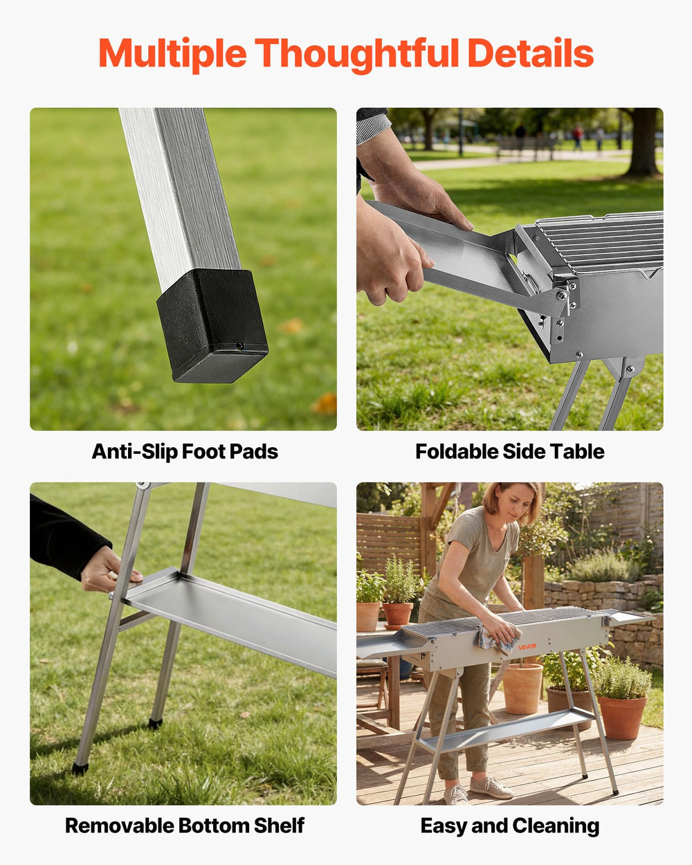 VEVOR removable side tables attached offering extra prep space and convenience