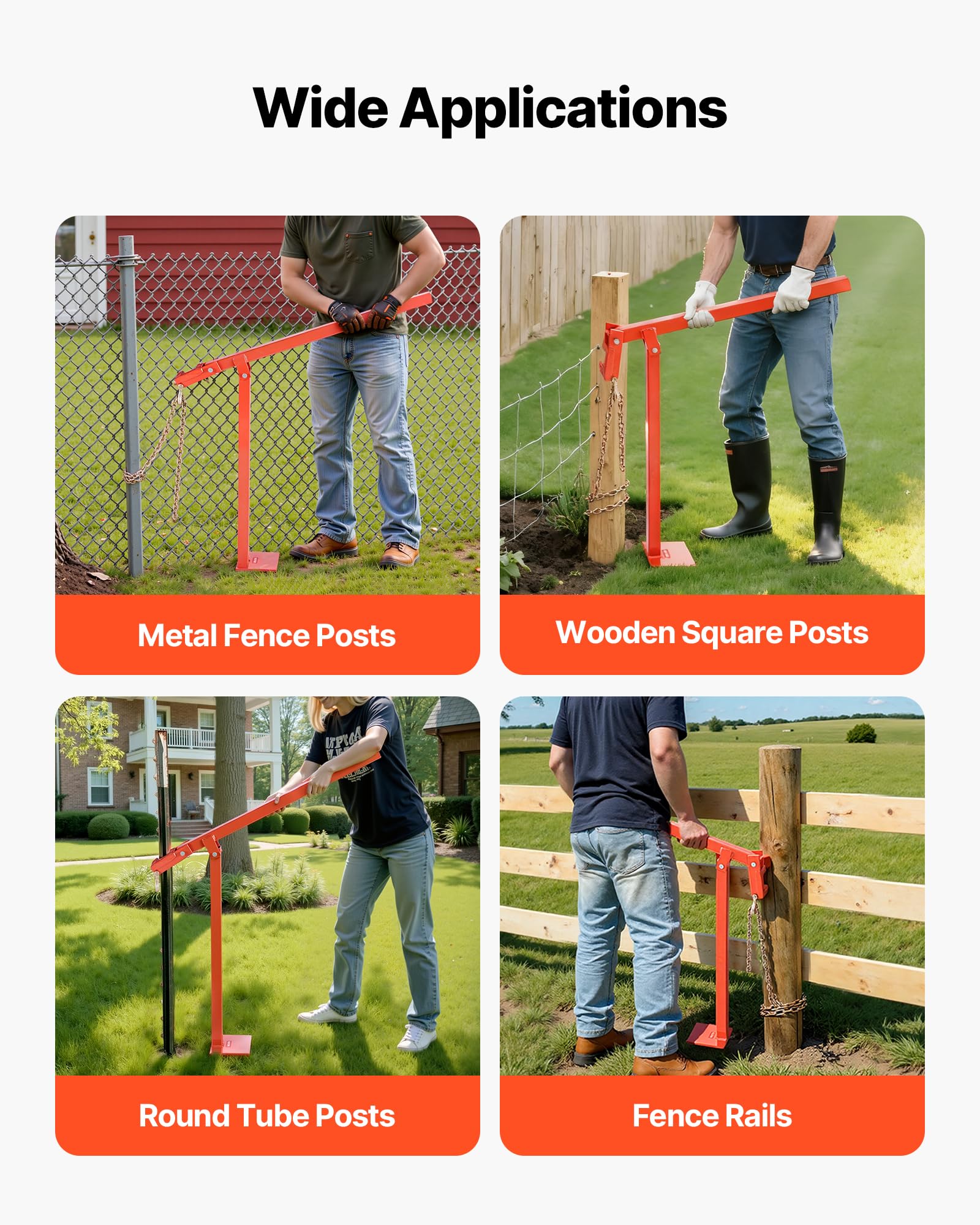 VEVOR removing a metal T-post in a field for faster fence teardown