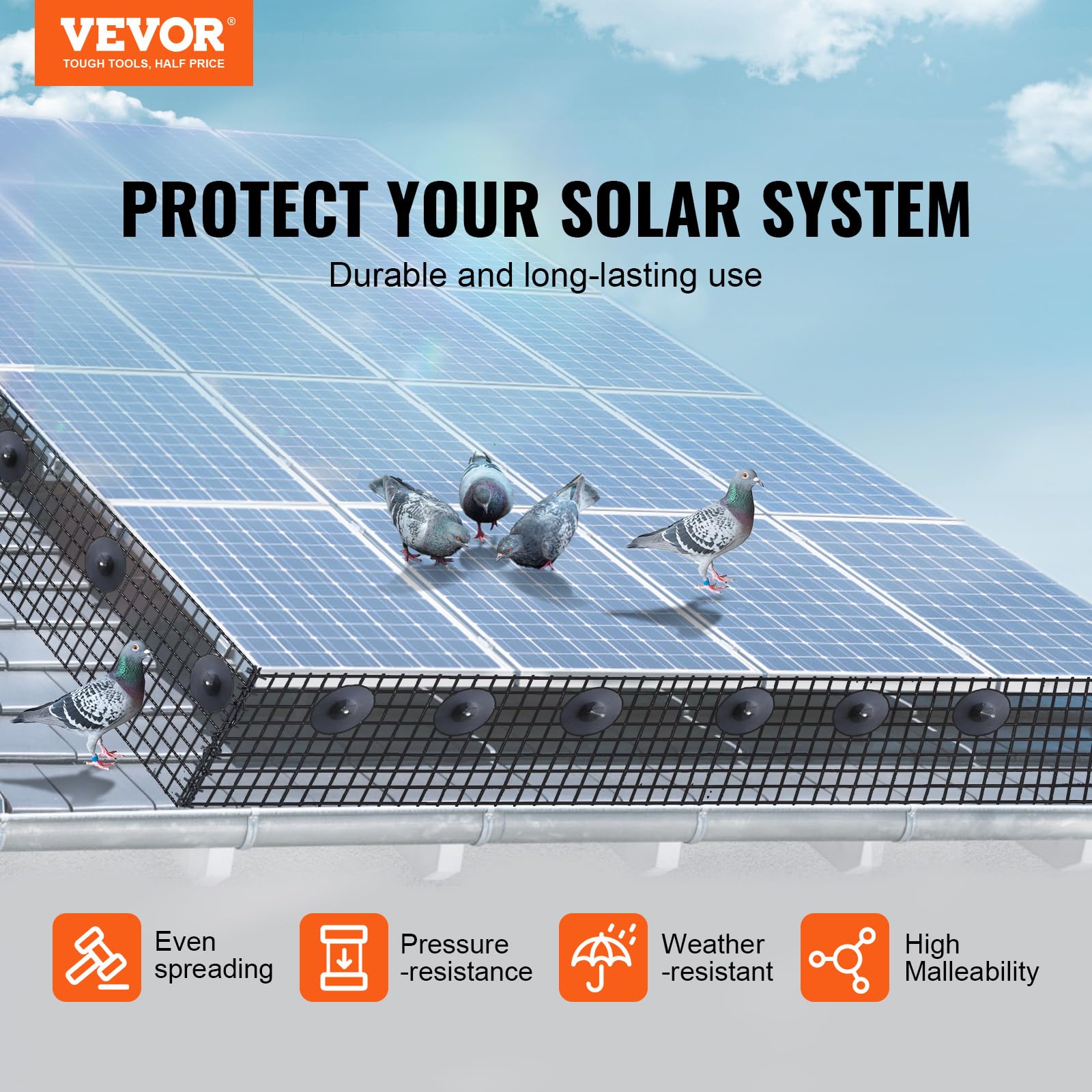VEVOR close-up of PVC-coated mesh showing scratch resistance benefit
